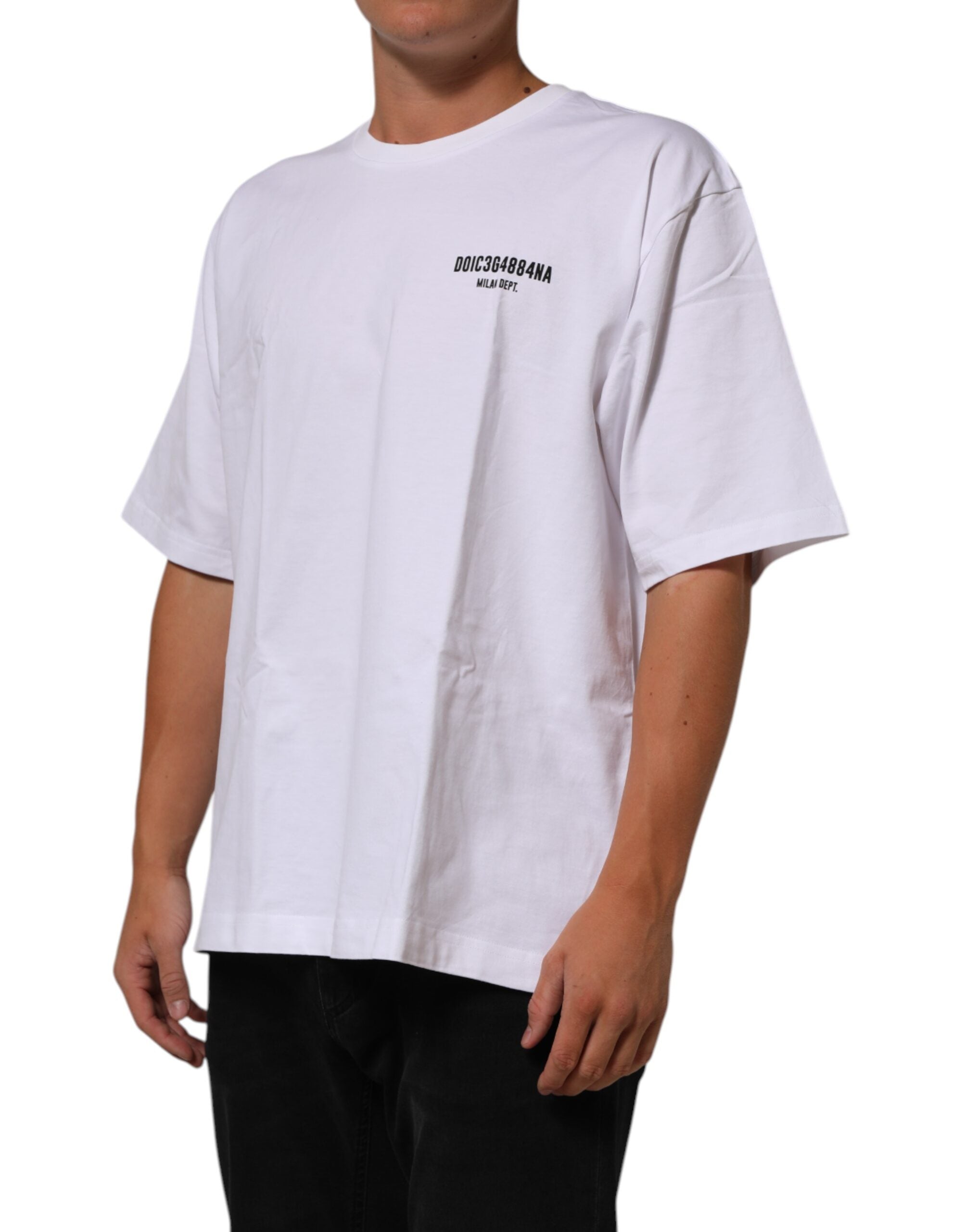 Dolce & Gabbana White Cotton Logo Print Crew Neck T-shirt LUNESCAPE