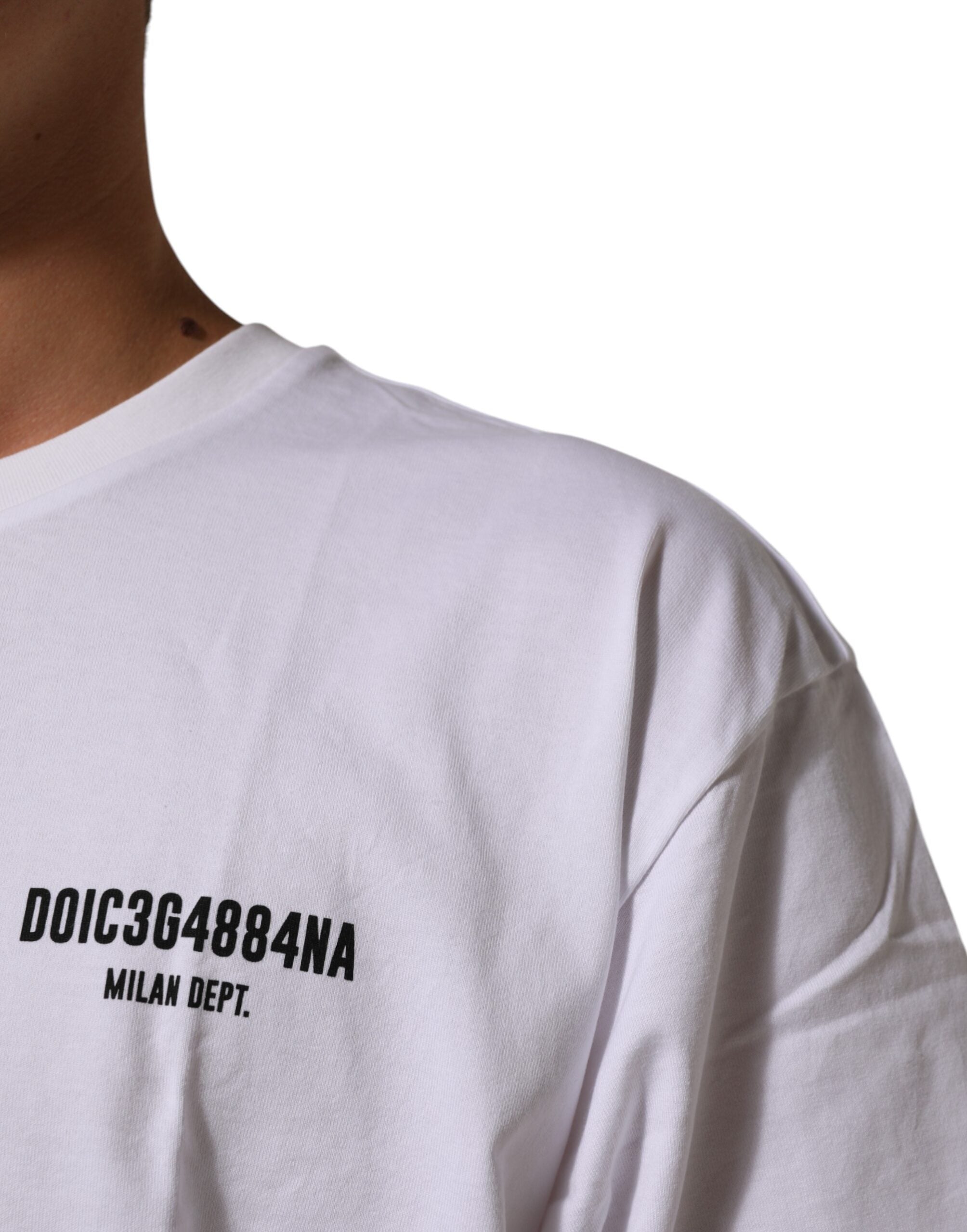 Dolce & Gabbana White Cotton Logo Print Crew Neck T-shirt LUNESCAPE