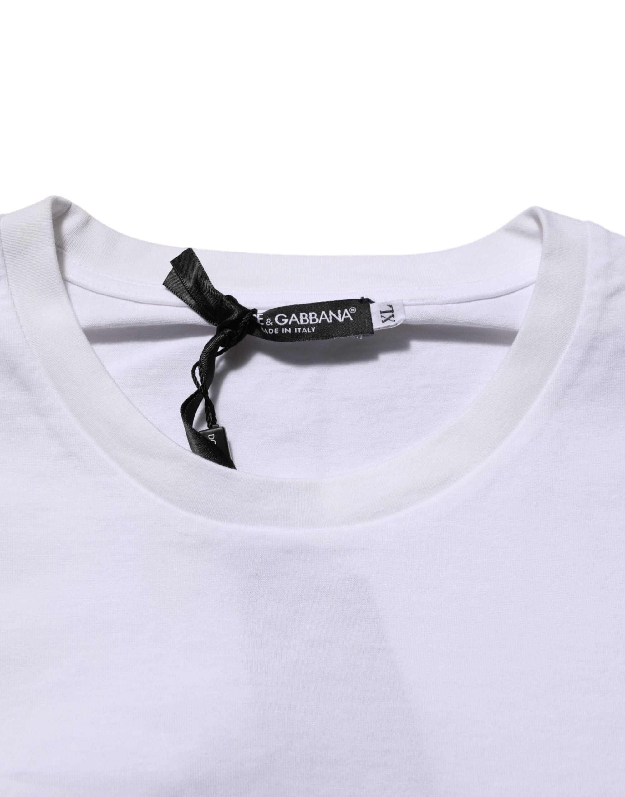 Dolce & Gabbana White Cotton Logo Print Crew Neck T-shirt LUNESCAPE