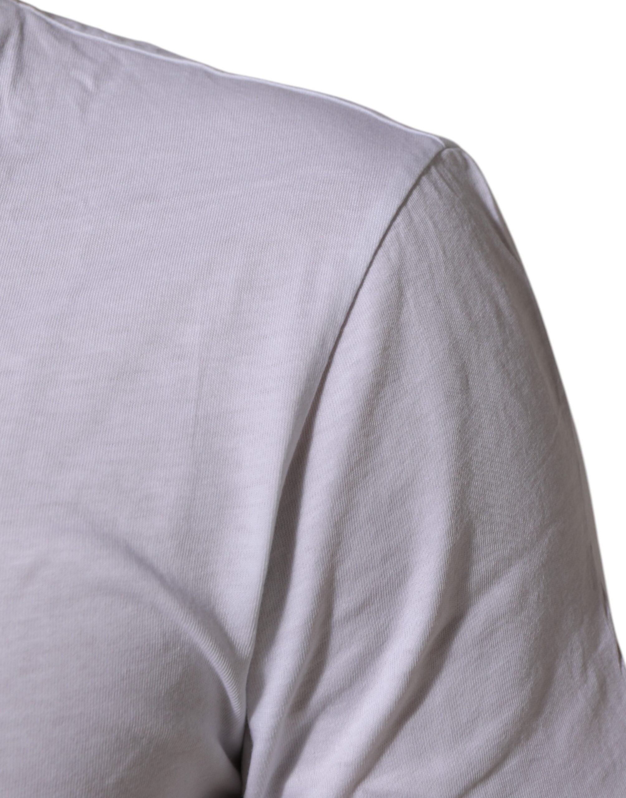 Dolce & Gabbana White Cotton Logo Print Crew Neck T-shirt LUNESCAPE