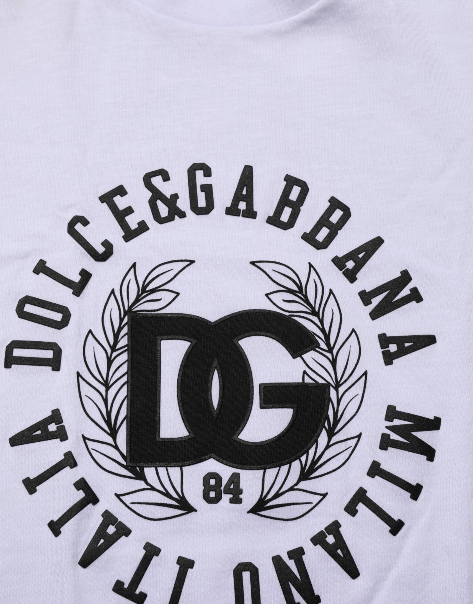 Dolce & Gabbana White Cotton Logo Print Crew Neck T-shirt LUNESCAPE