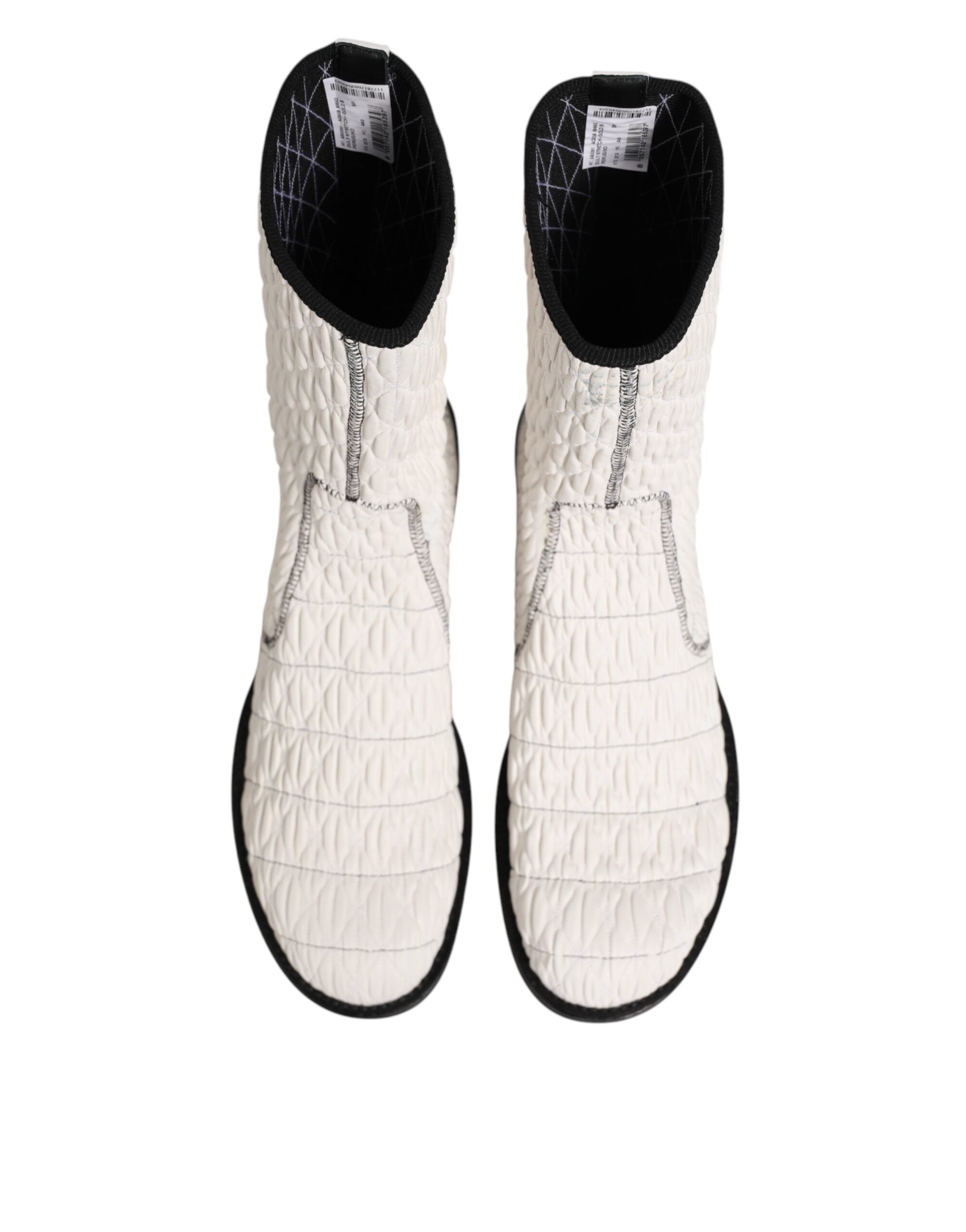 Dolce & Gabbana White Lambskin Leather Mid Calf Boots Shoes LUNESCAPE