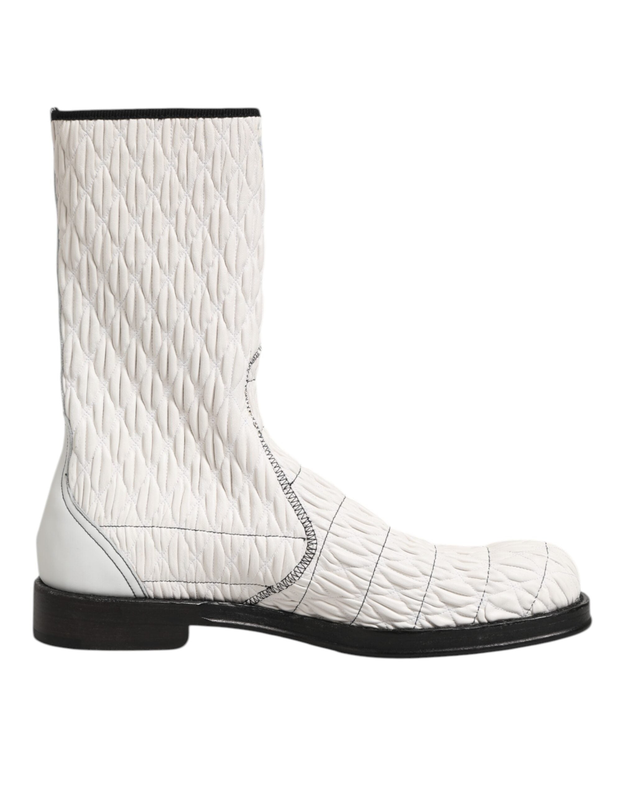 Dolce & Gabbana White Lambskin Leather Mid Calf Boots Shoes LUNESCAPE