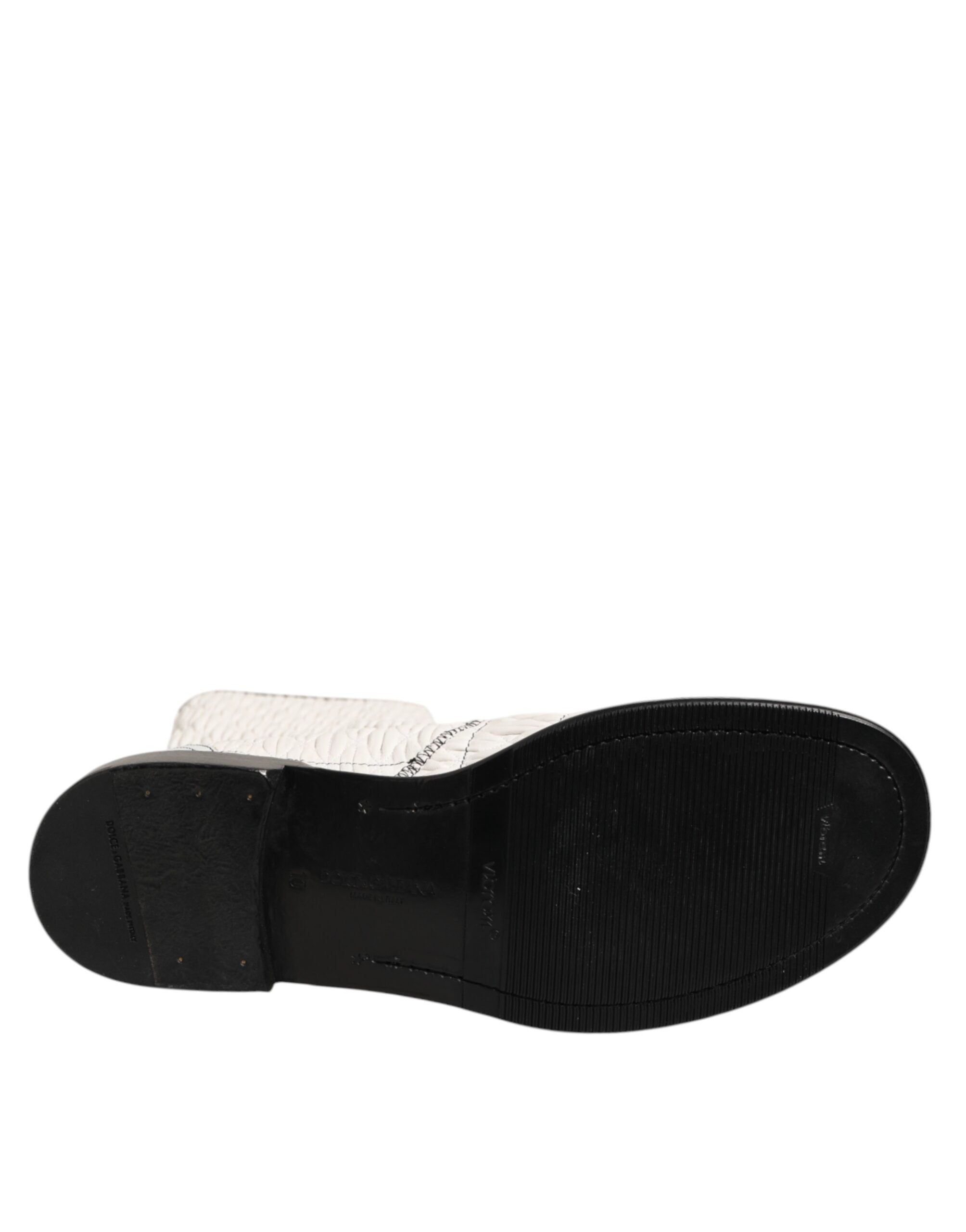 Dolce & Gabbana White Lambskin Leather Mid Calf Boots Shoes LUNESCAPE