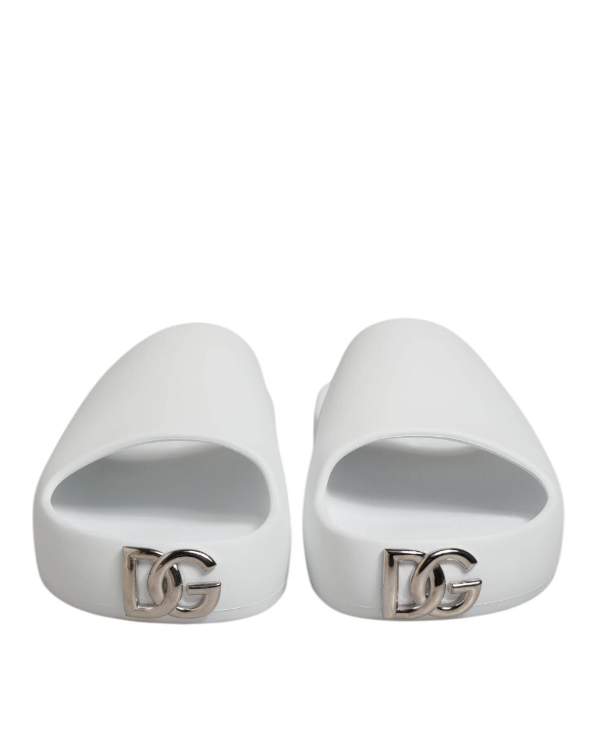 Dolce & Gabbana White Logo Slides Sandals Men Beachwear Shoes LUNESCAPE