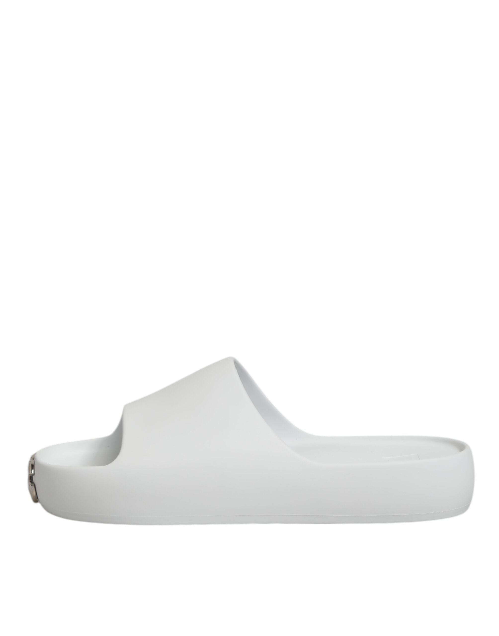 Dolce & Gabbana White Logo Slides Sandals Men Beachwear Shoes LUNESCAPE