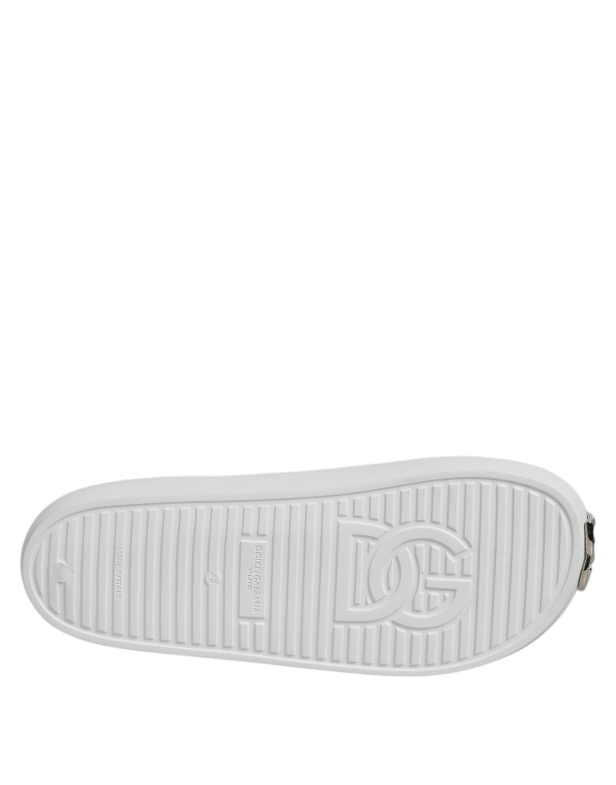 Dolce & Gabbana White Logo Slides Sandals Men Beachwear Shoes LUNESCAPE