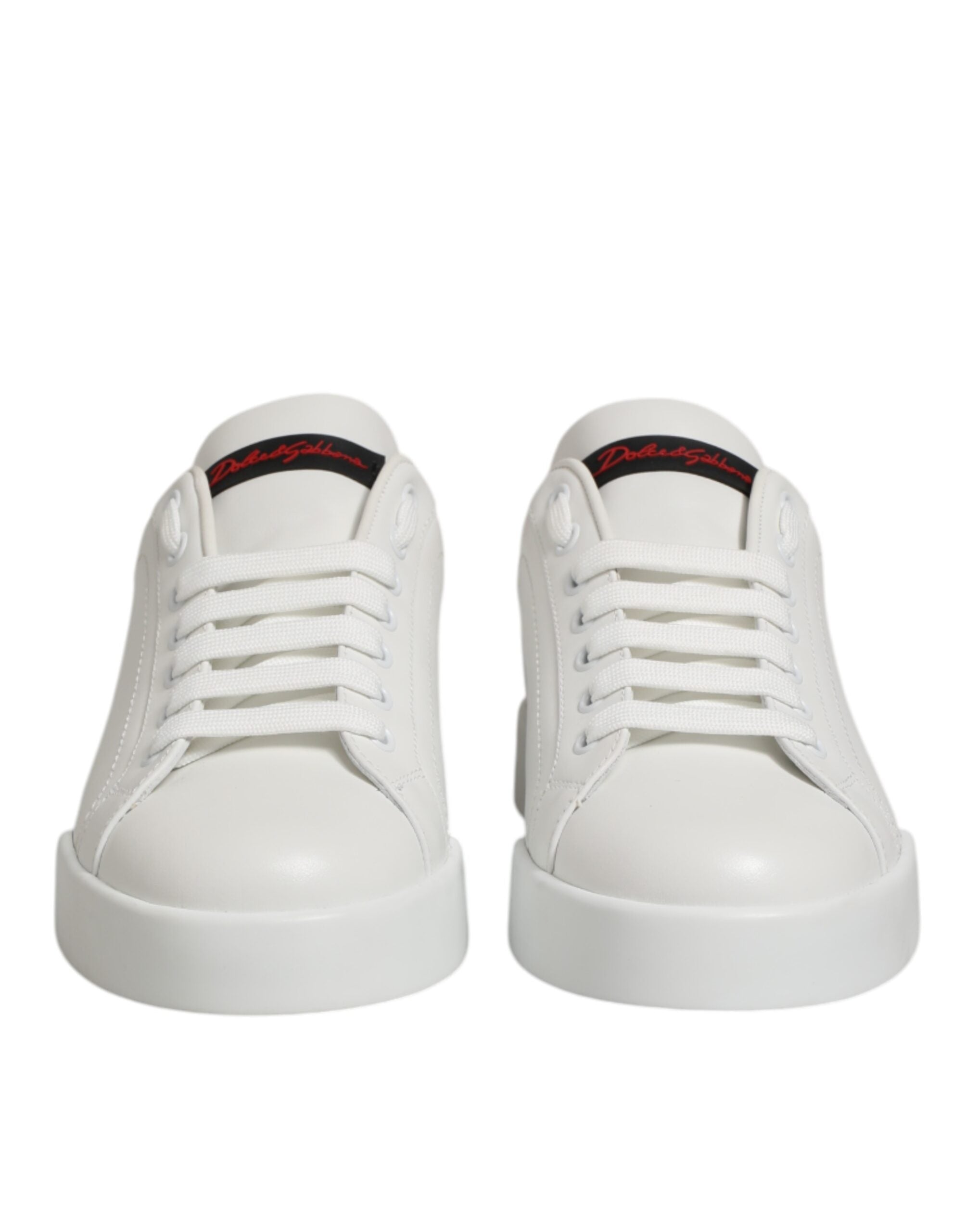 Dolce & Gabbana White Leather Lace Up Low Top Sneakers Shoes LUNESCAPE