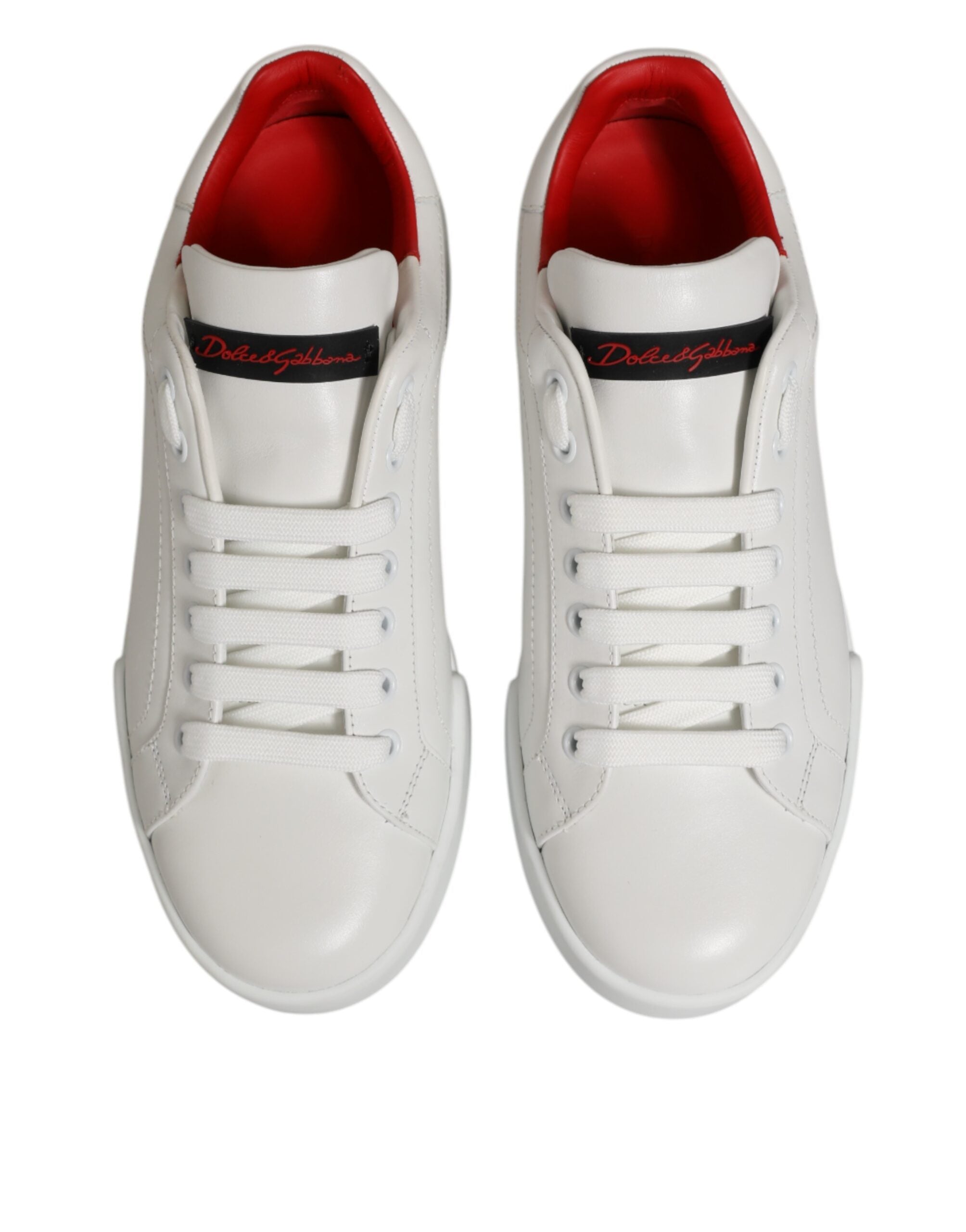 Dolce & Gabbana White Leather Lace Up Low Top Sneakers Shoes LUNESCAPE