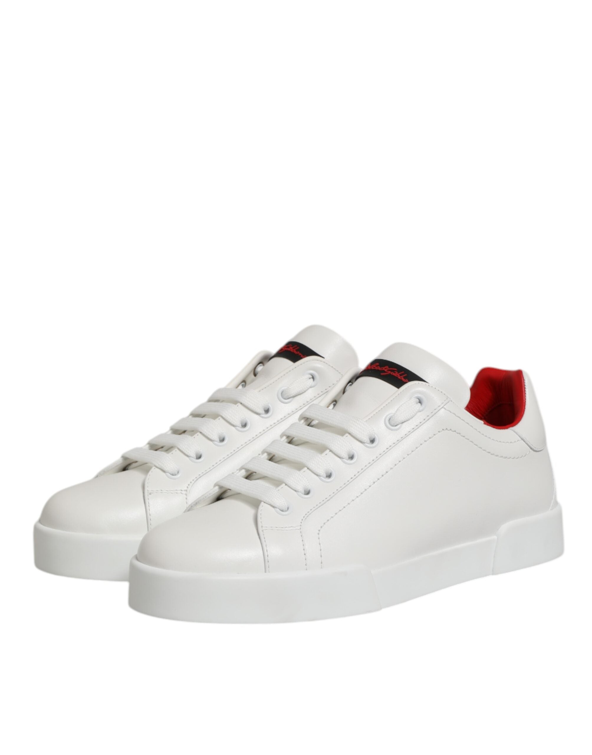 Dolce & Gabbana White Leather Lace Up Low Top Sneakers Shoes LUNESCAPE