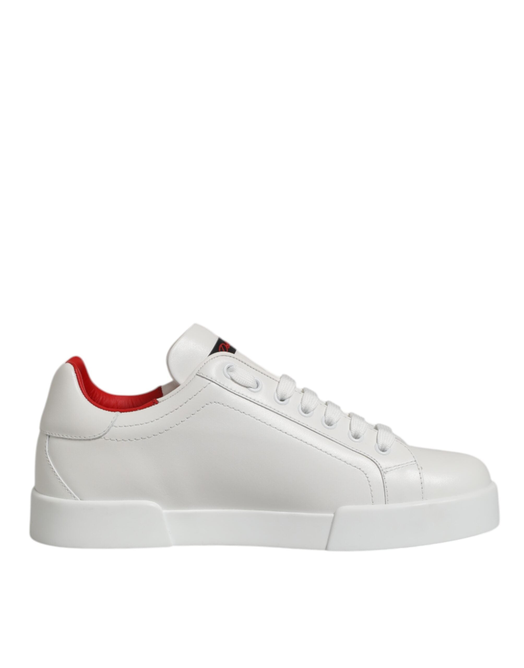 Dolce & Gabbana White Leather Lace Up Low Top Sneakers Shoes LUNESCAPE
