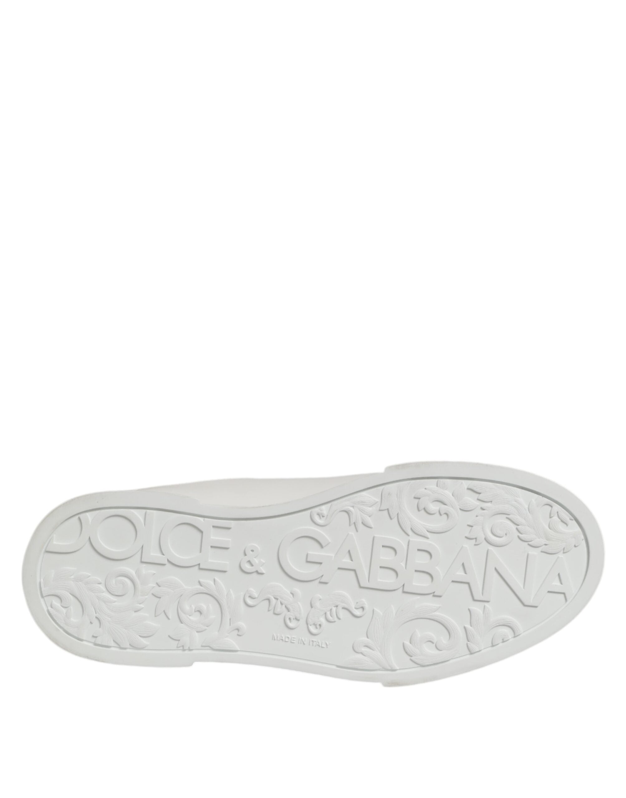 Dolce & Gabbana White Leather Lace Up Low Top Sneakers Shoes LUNESCAPE