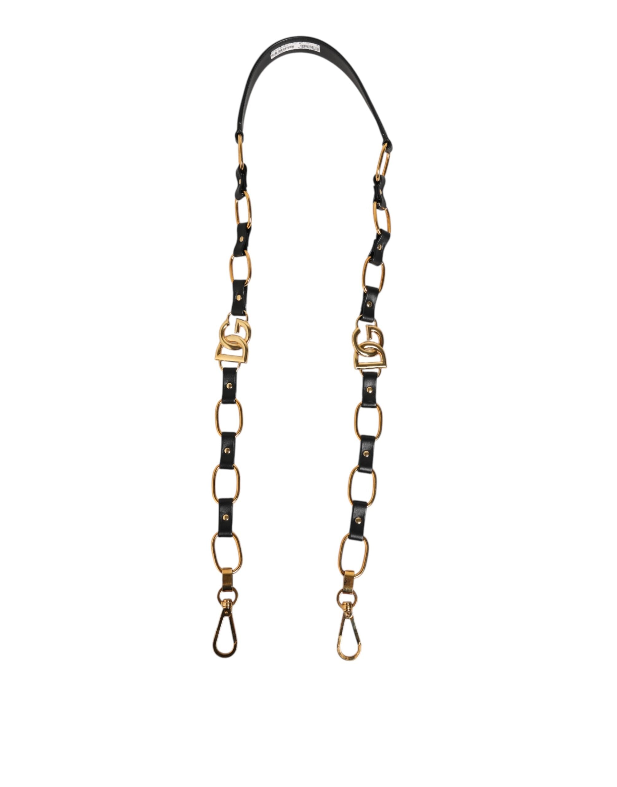 Dolce & Gabbana Black Leather Gold Chain Bag Accessory Shoulder Strap LUNESCAPE
