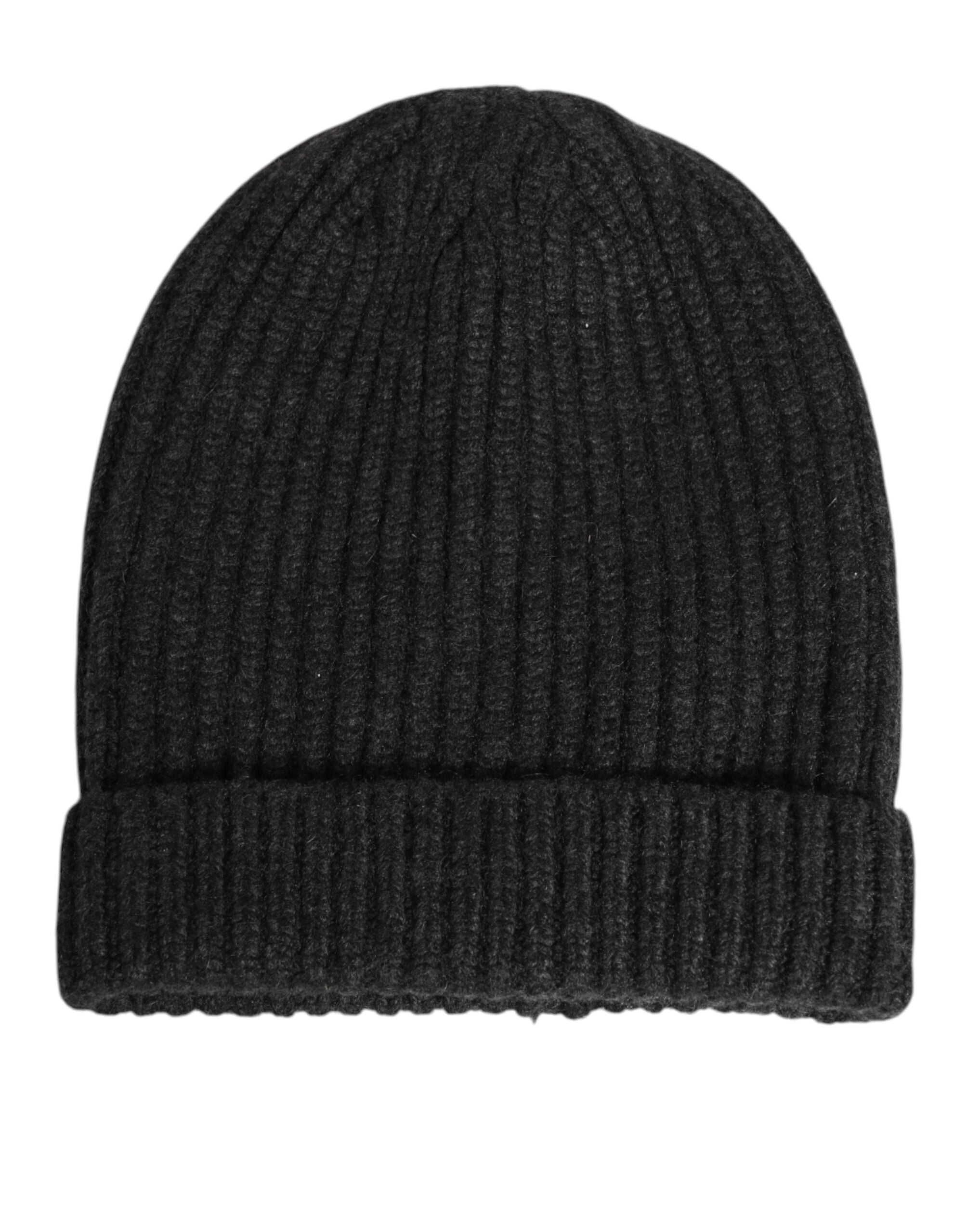 Dolce & Gabbana Black Cashmere Knitted Beanie Men Capello Hat LUNESCAPE