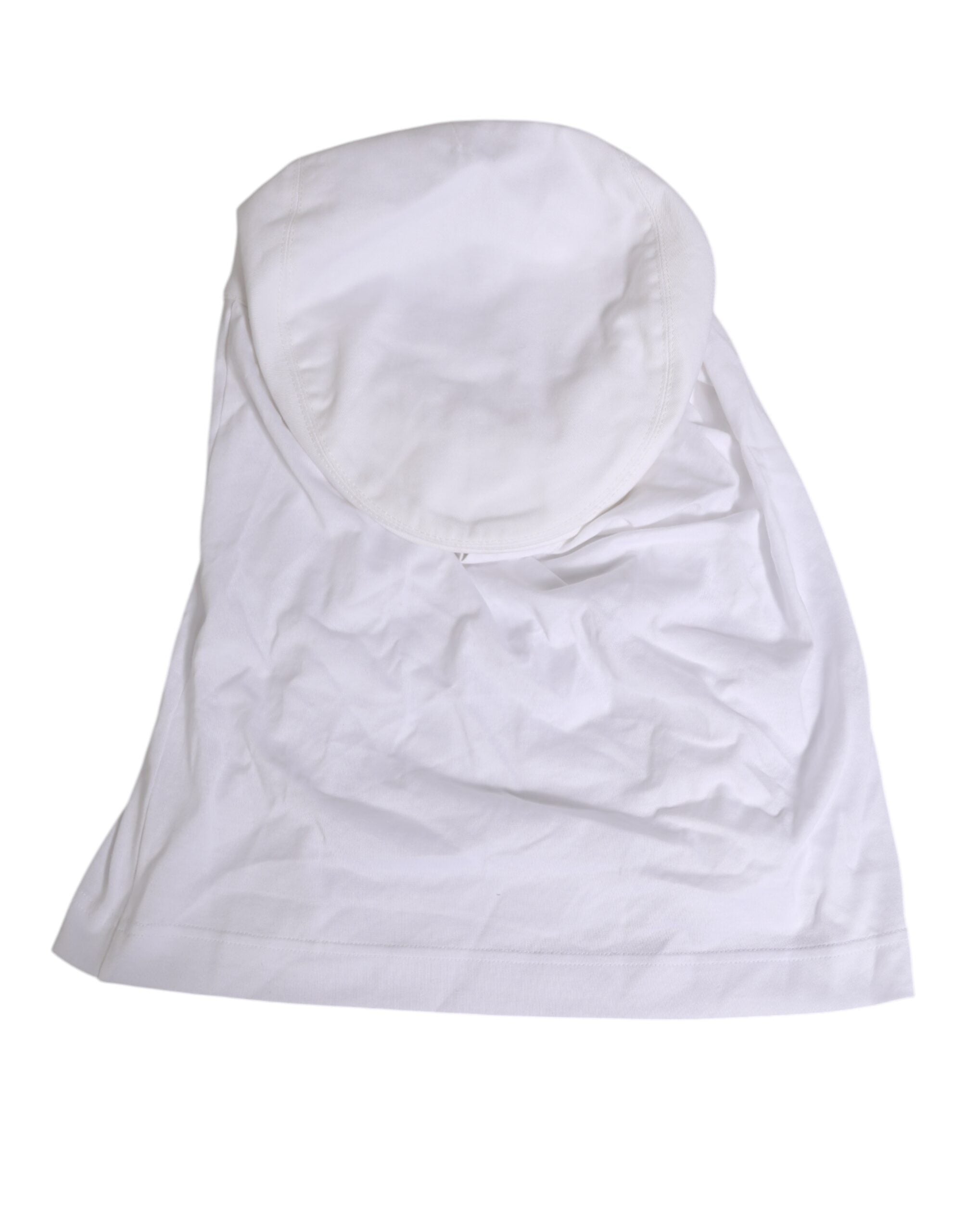 Dolce & Gabbana White Cotton DG Logo Plaque Balaclava