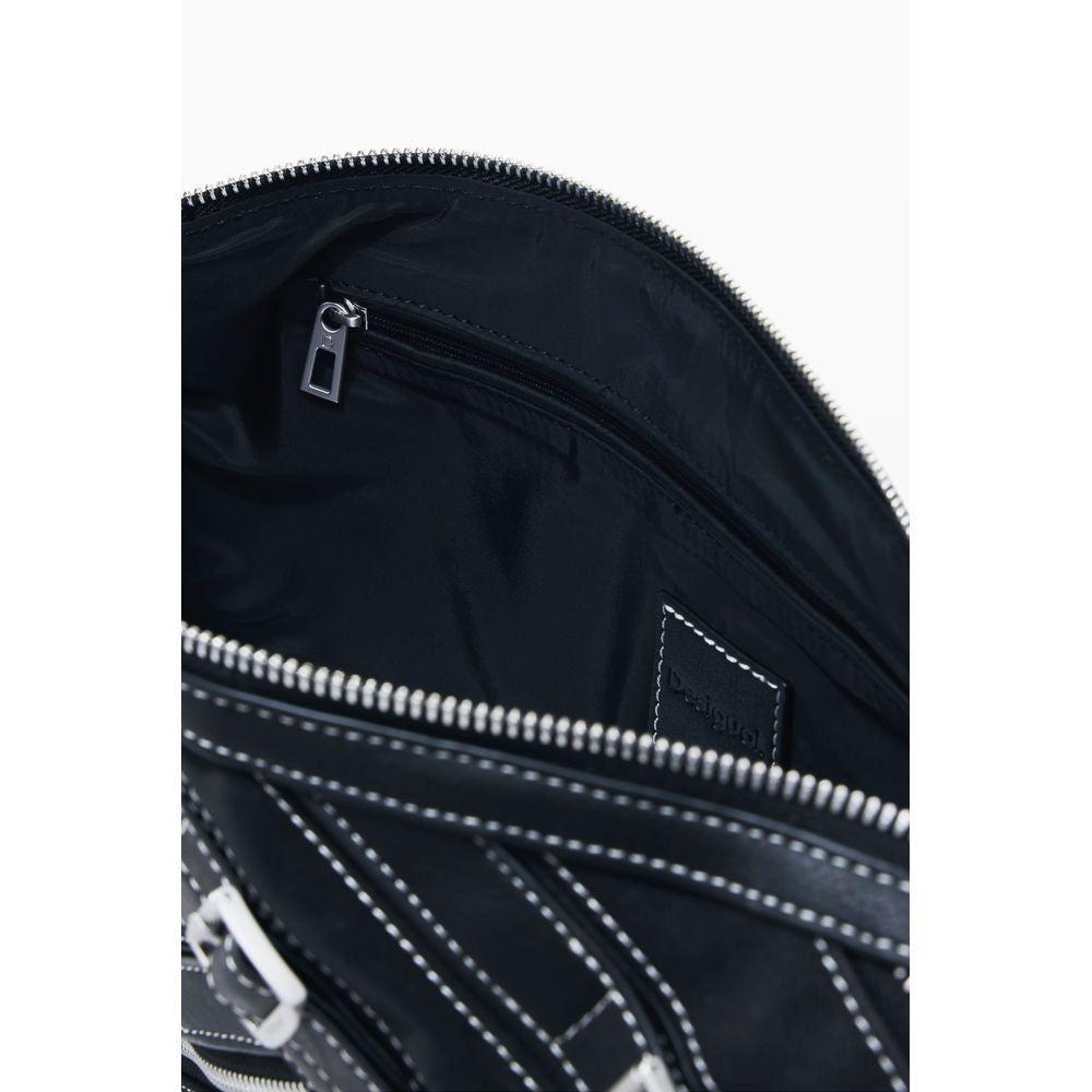Desigual Nero Poliuretano Women Shoulder Bag LUNESCAPE