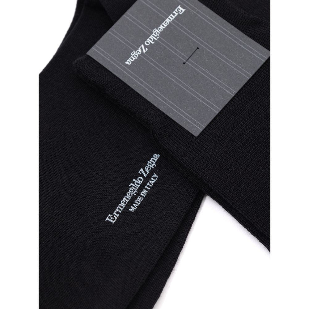 ZEGNA Black Wool Socks LUNESCAPE