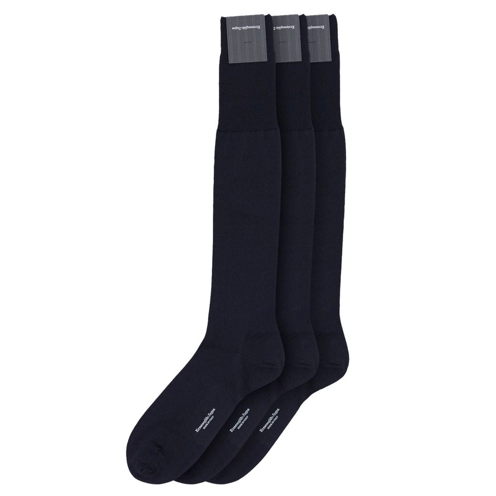 ZEGNA Navy Blue Wool Socks LUNESCAPE