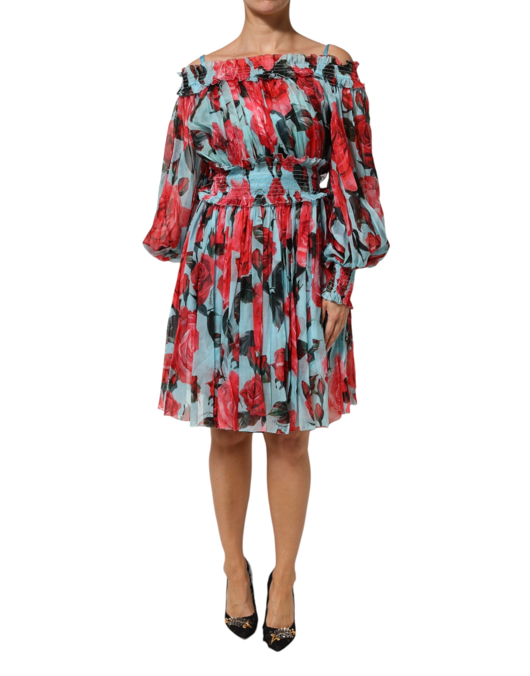 Dolce & Gabbana Multicolor Romantic Floral Silk Chiffon Dress LUNESCAPE