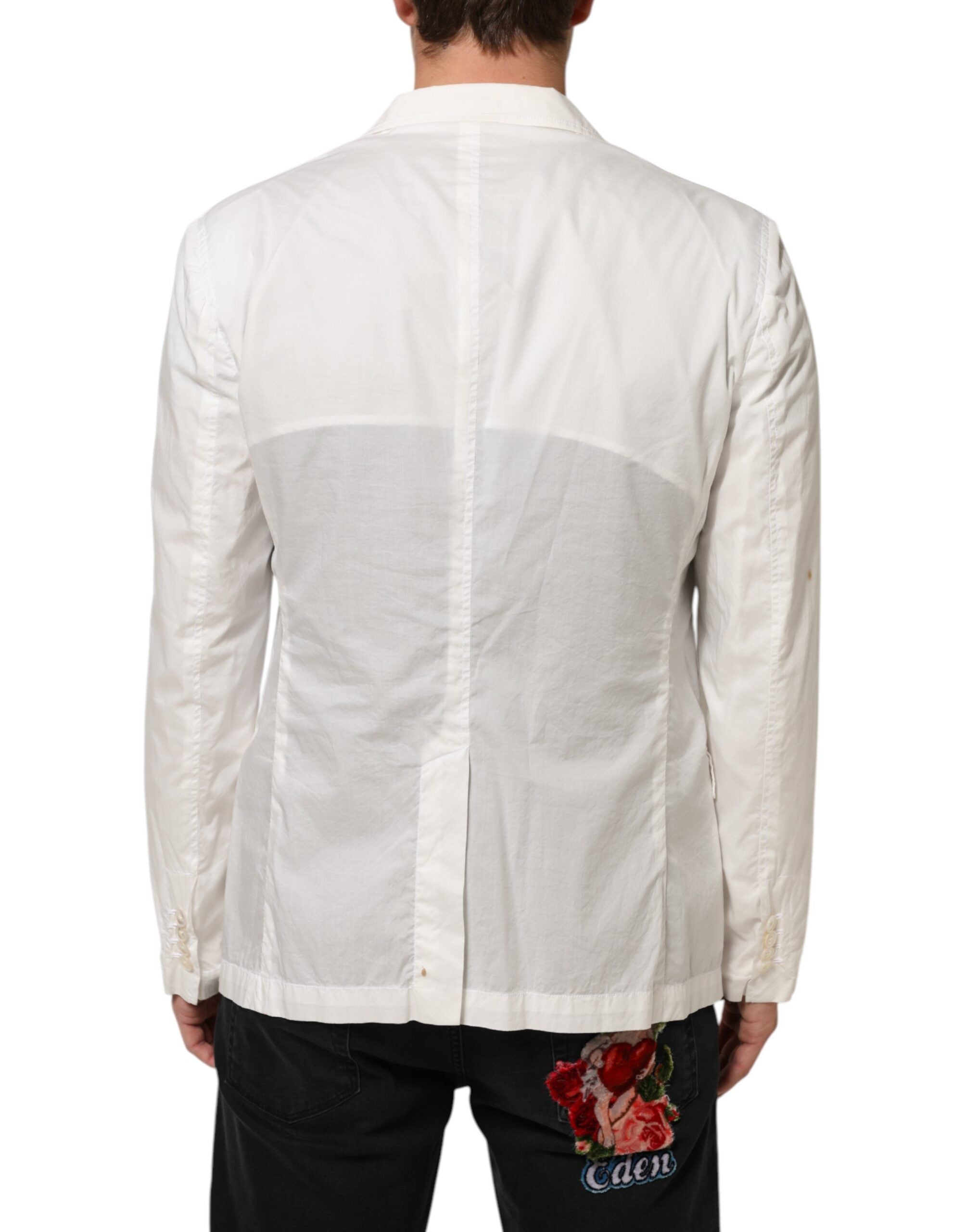 Dolce & Gabbana White Cotton 1 Button Men Suit Blazer