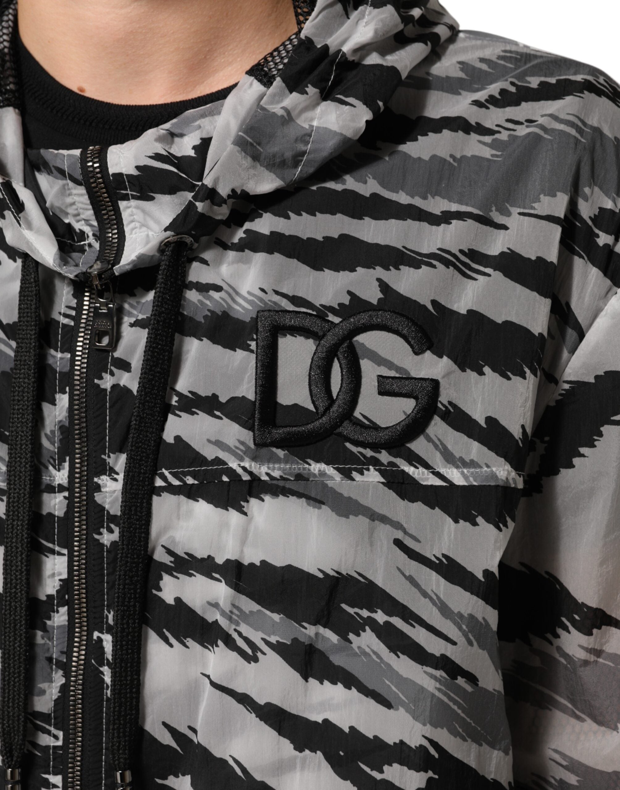 Dolce & Gabbana Gray Camouflage Hooded Sweatshirt Jacket