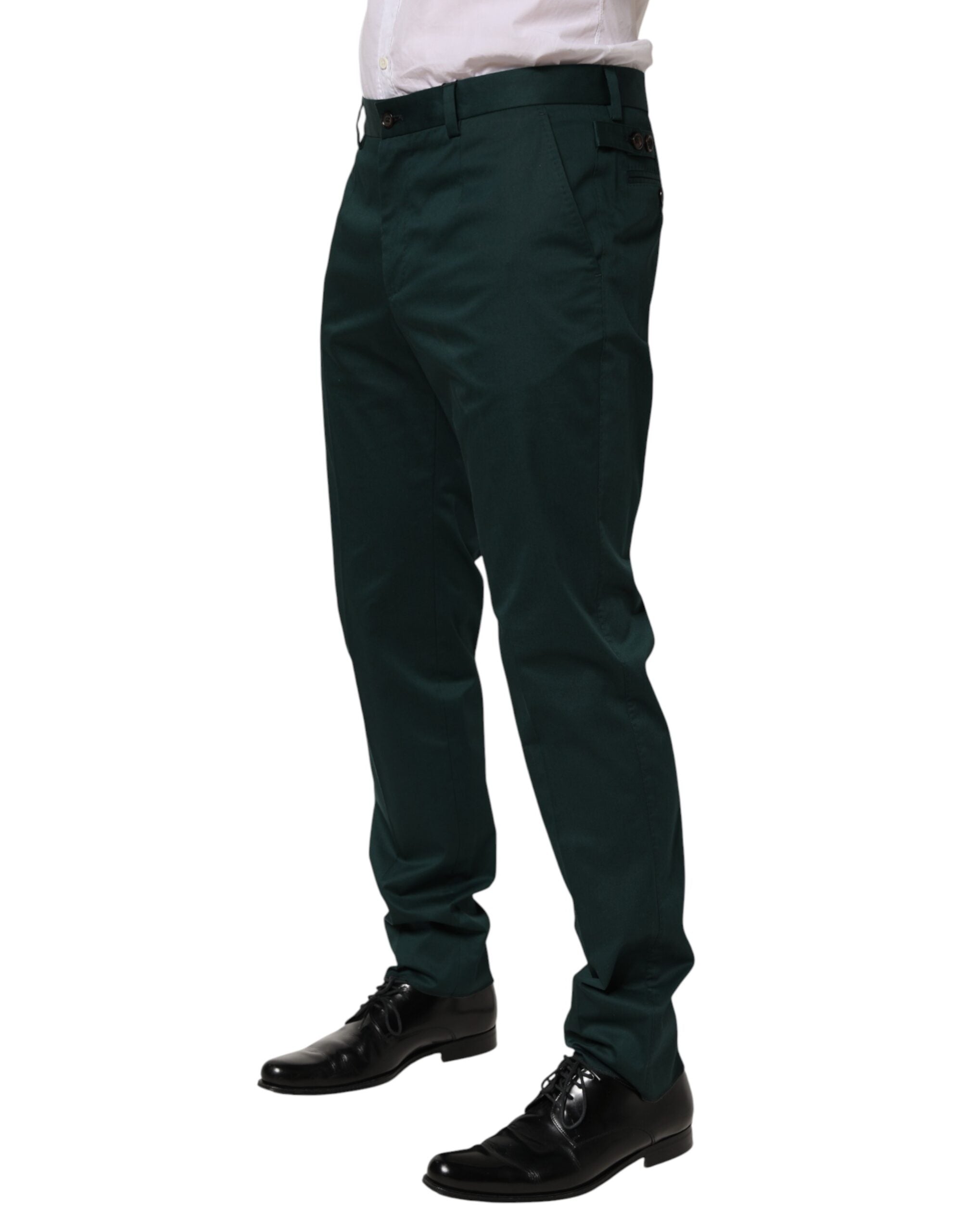 Dolce & Gabbana Green Cotton Formal Dress Men Trouser Pants LUNESCAPE