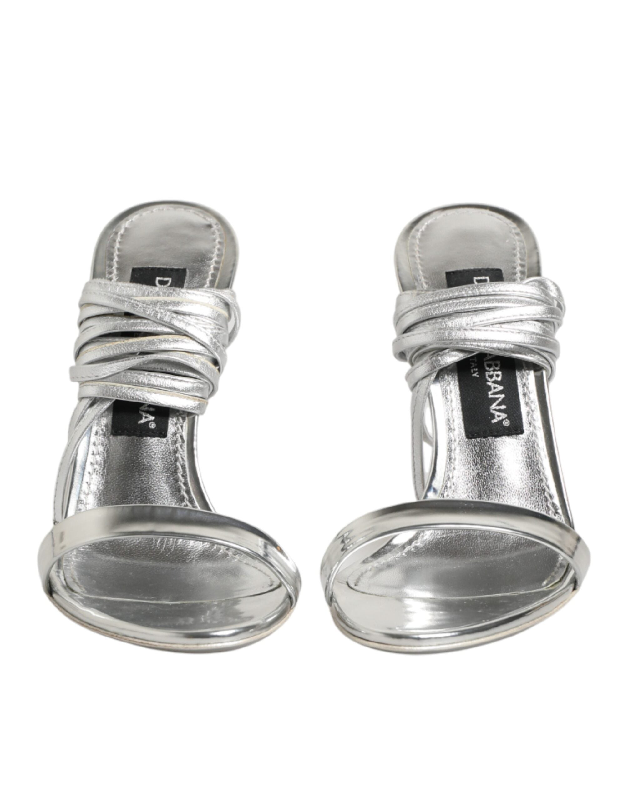 Dolce & Gabbana Silver Strappy High Heels Sandals Shoes