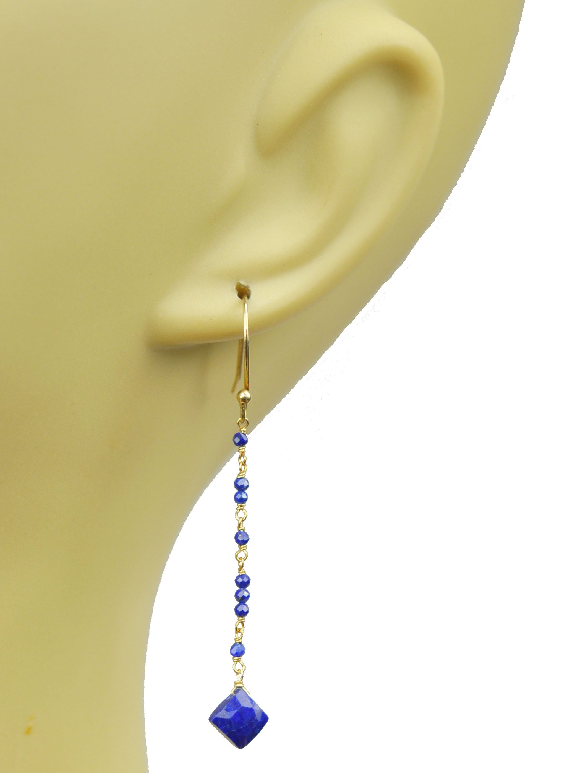 Lapis Lazuli Linear Vermeil Earrings LUNESCAPE