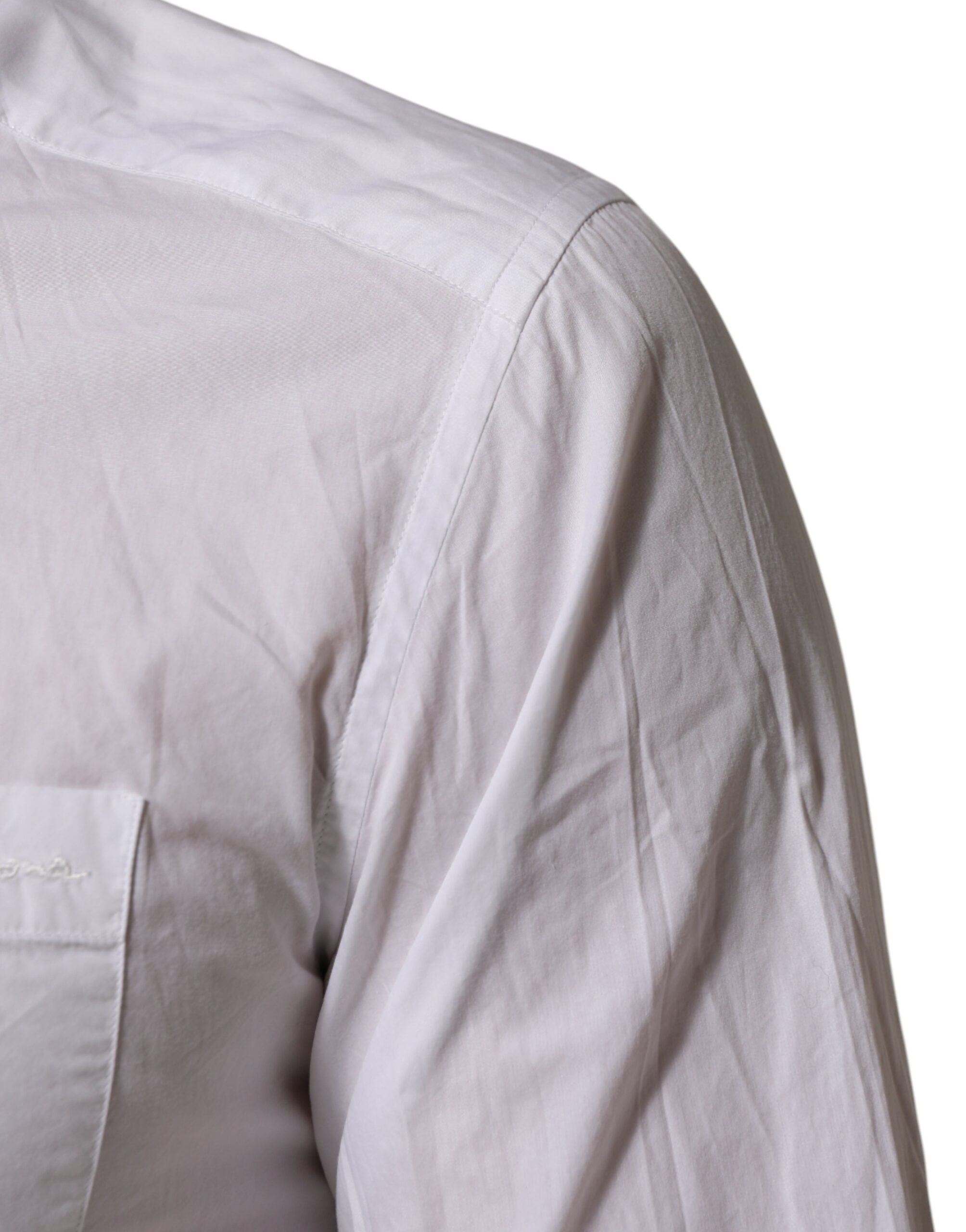 Dolce & Gabbana White Cotton Collared Men GOLD Dress Shirt