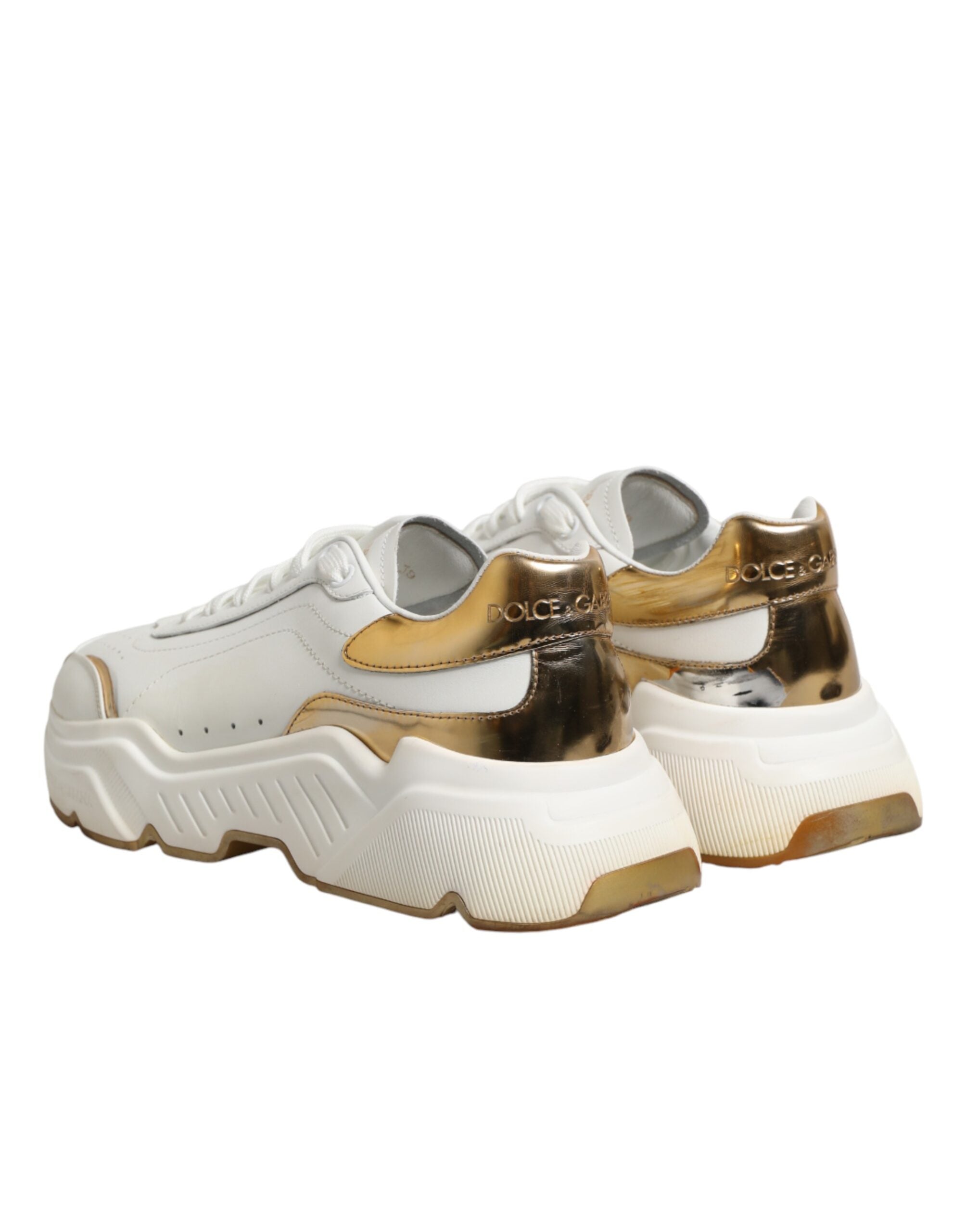Dolce & Gabbana White Gold Daymaster Low Top Sneakers Shoes