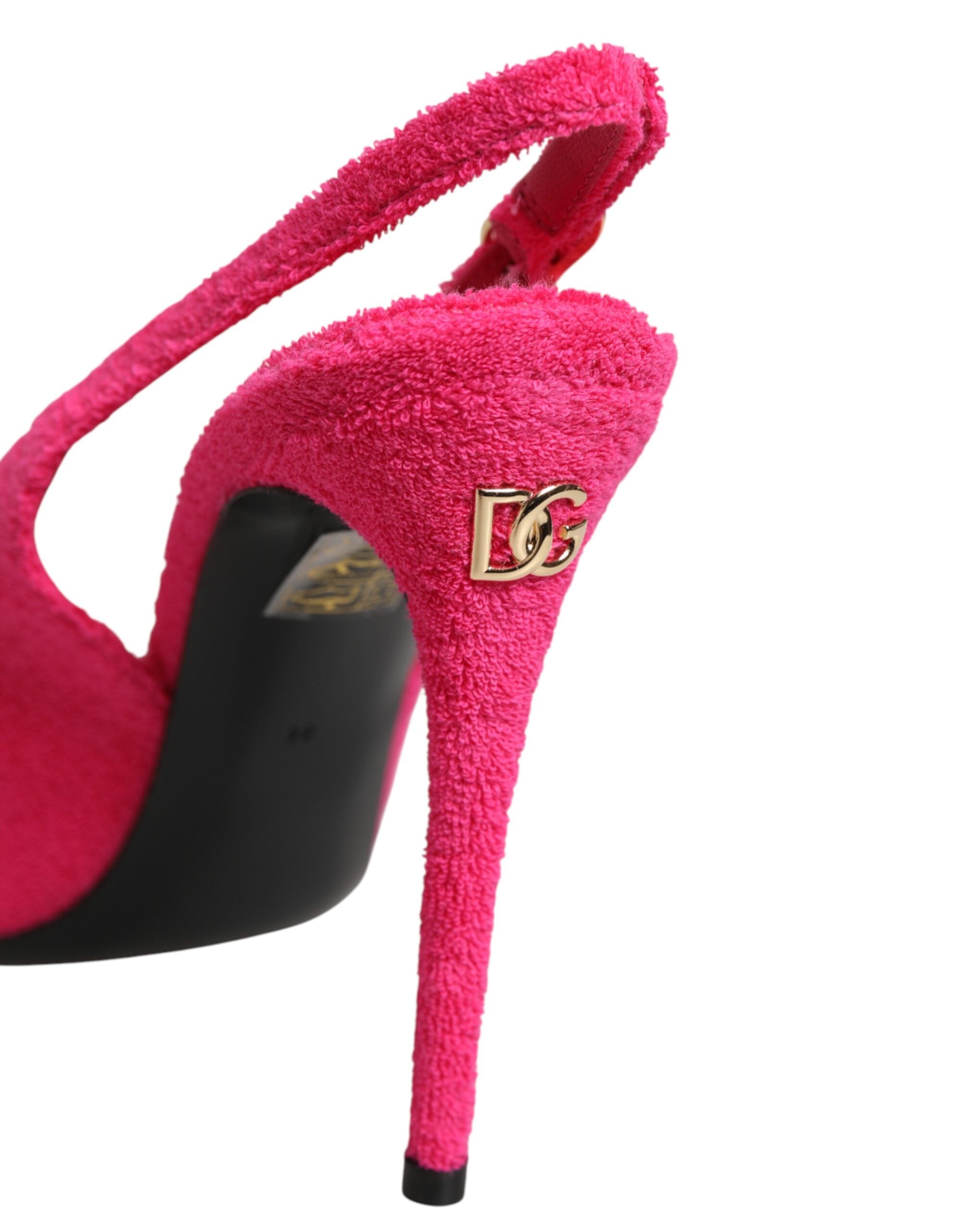 Dolce & Gabbana Pink Terry Cloth High Heels Slingback Shoes