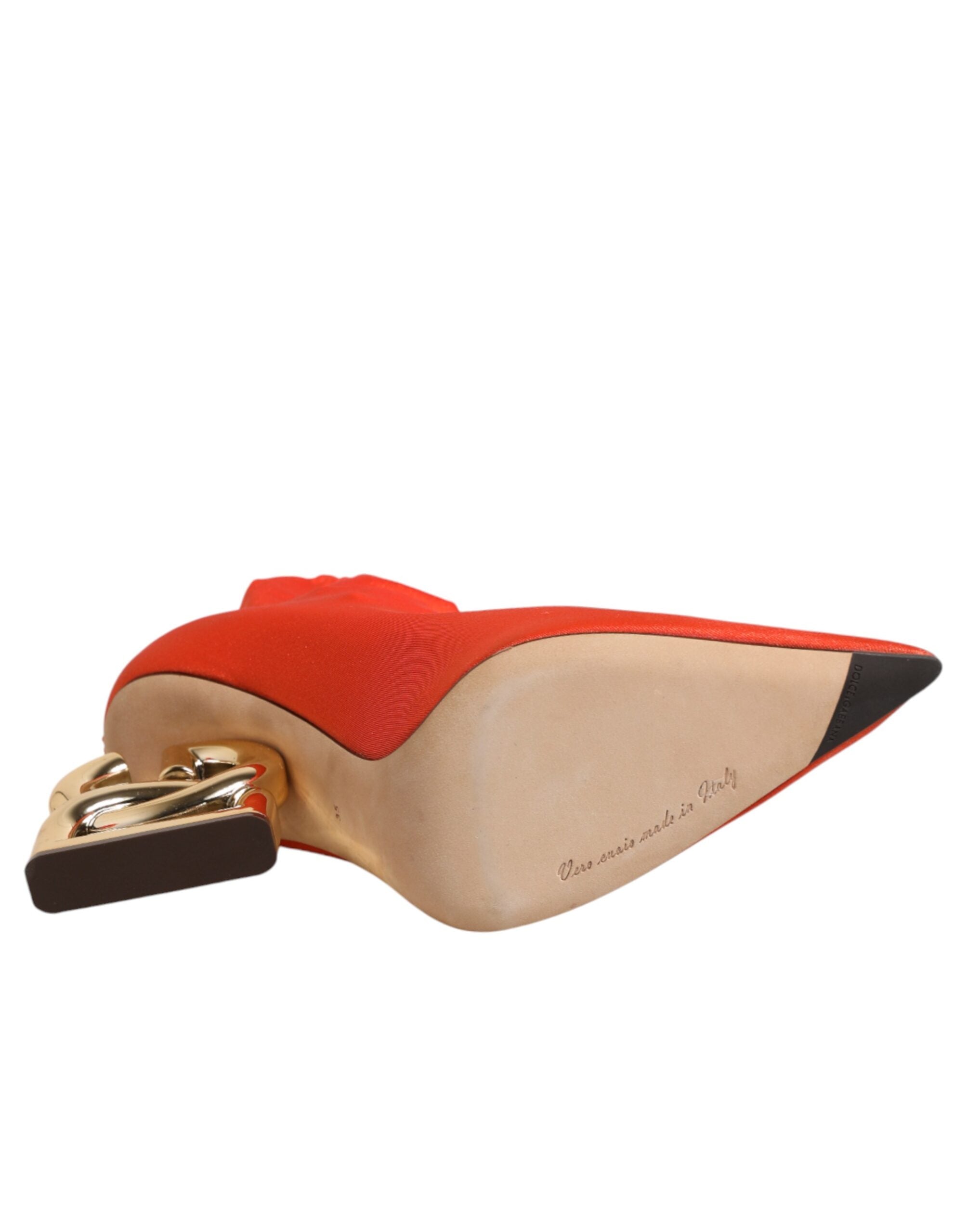 Dolce & Gabbana Orange DG Logo Heels Ankle Boots Shoes