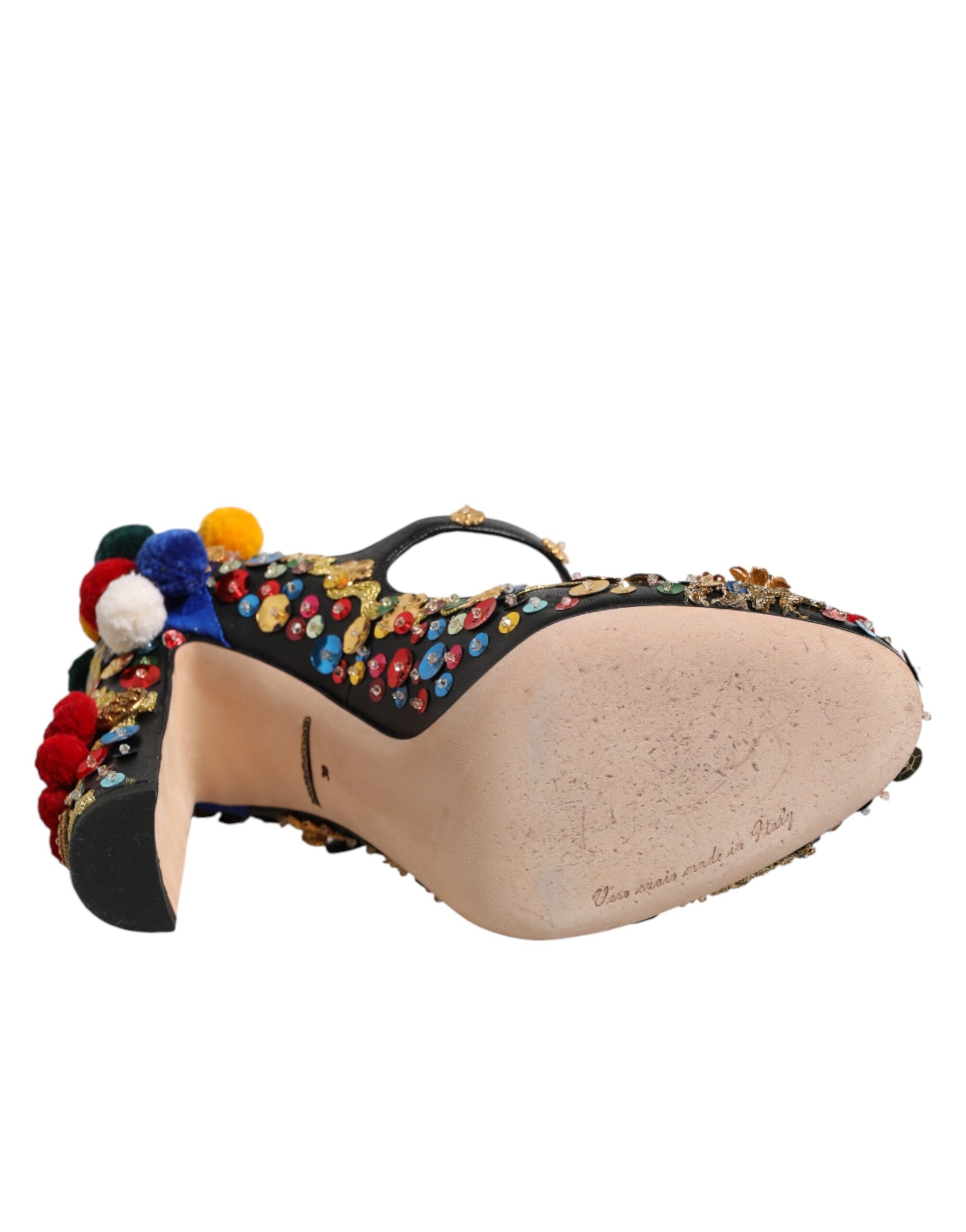 Dolce & Gabbana Black Gold Embellished MARY JANES Pumps  Shoes