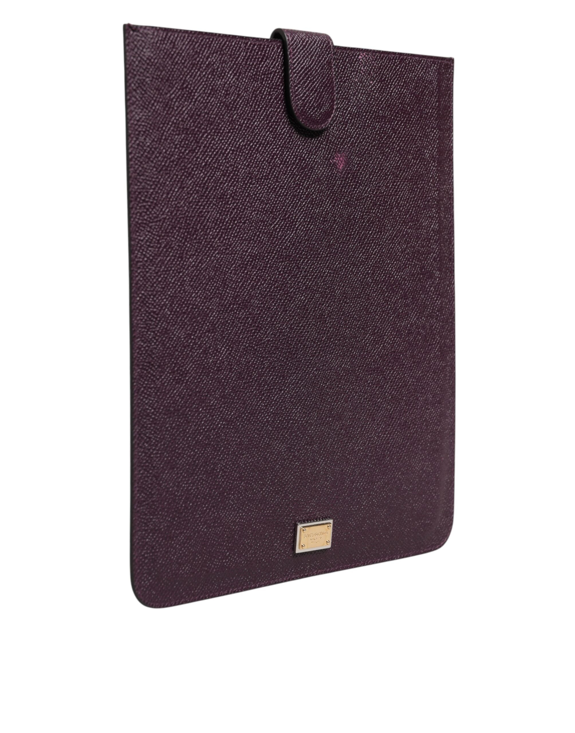 Dolce & Gabbana Dark Brown Leather Logo Plaque Cover Sleeve Tablet Case