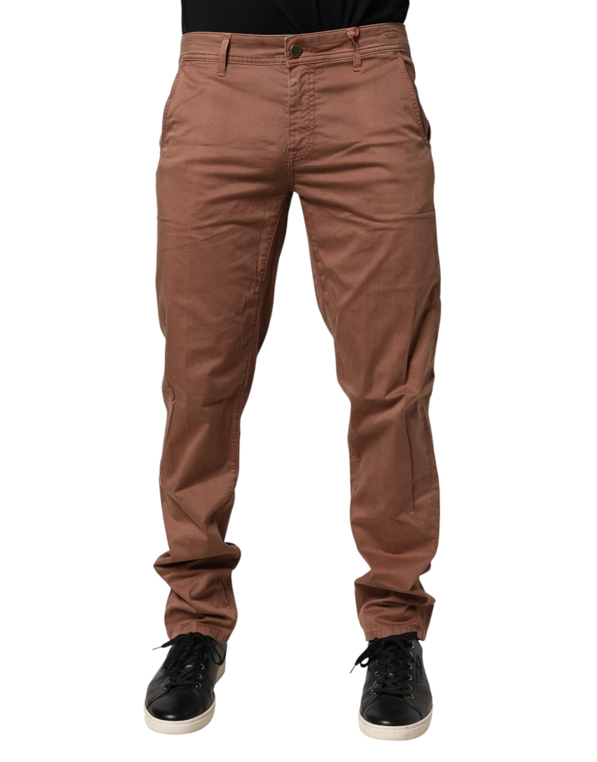 Barba Napoli Brown Mid Waist Skinny Fit Denim Men Trouser Jeans