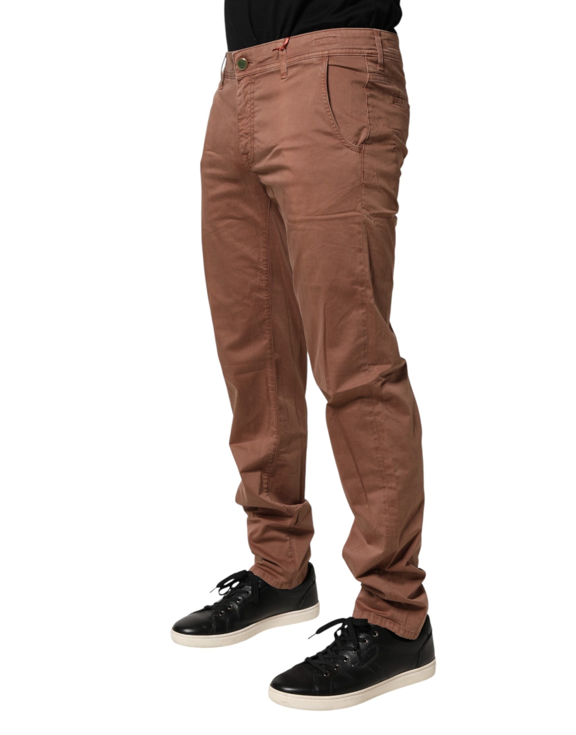Barba Napoli Brown Mid Waist Skinny Fit Denim Men Trouser Jeans