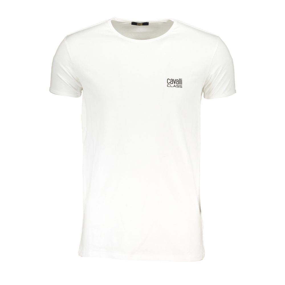 Cavalli Class Bianco Cotton Men T-Shirt LUNESCAPE