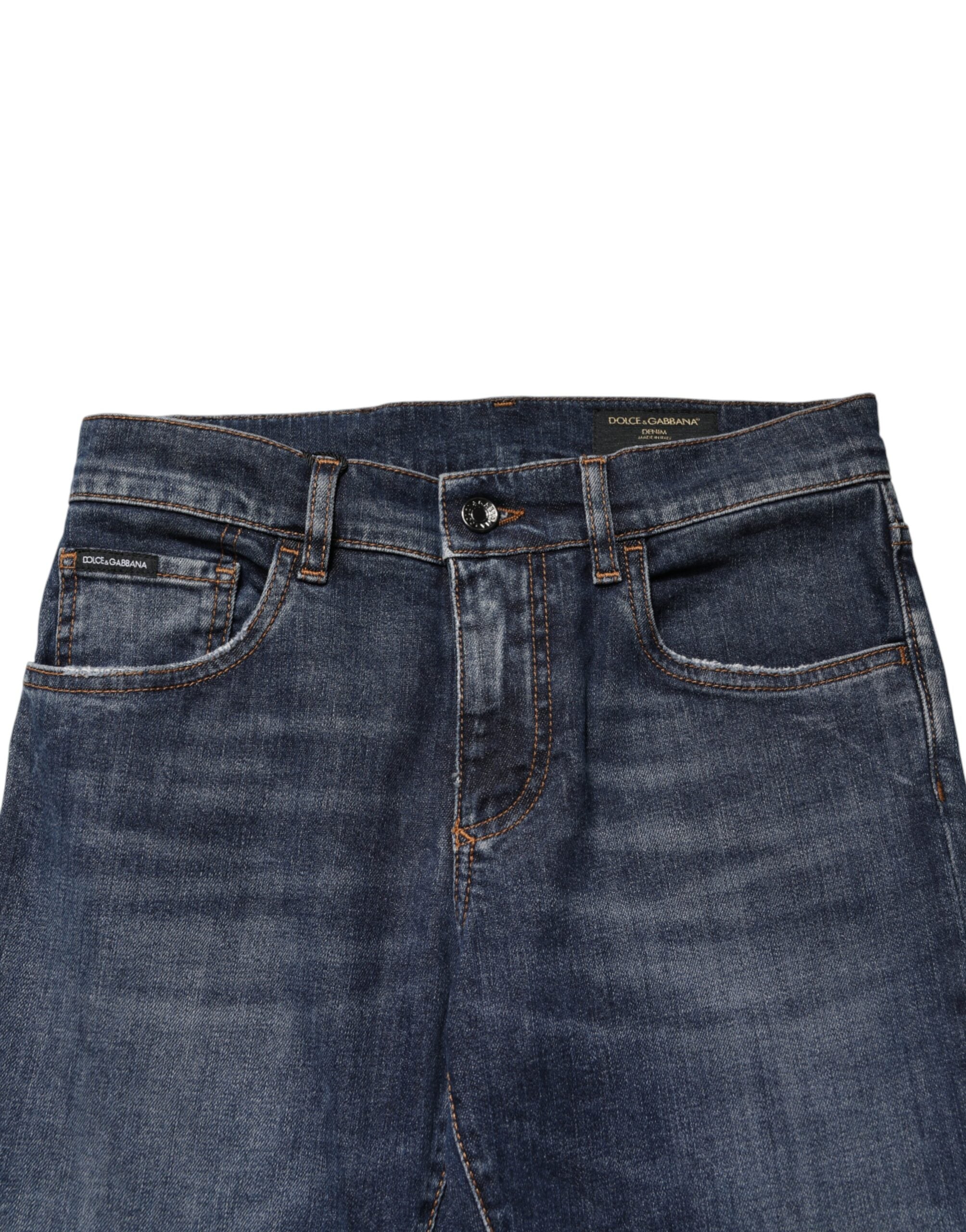 Dolce & Gabbana Blue Cotton Stretch Skinny Men Denim Jeans
