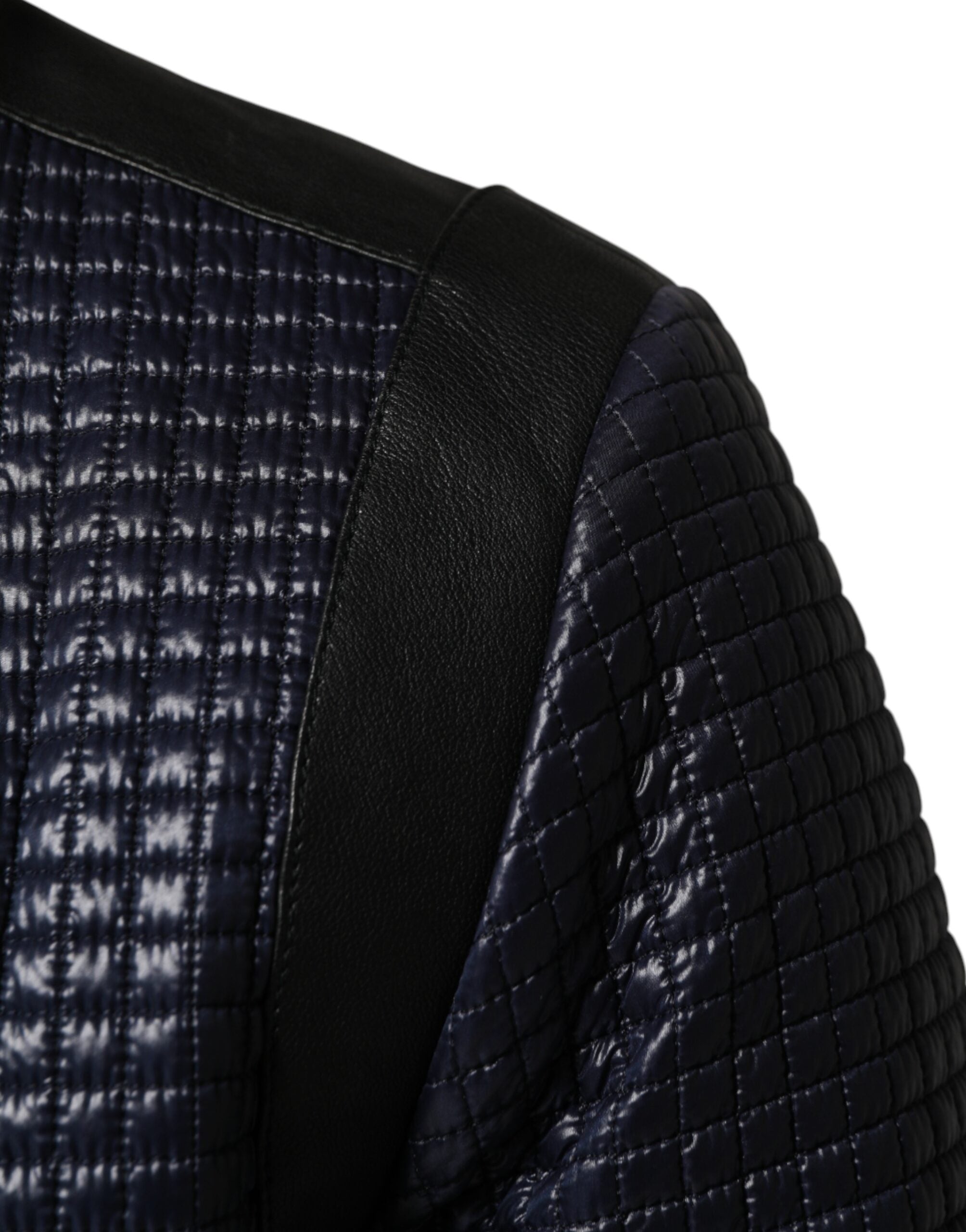Dolce & Gabbana Blue Nylon Full Zip Bomber Men Jacket