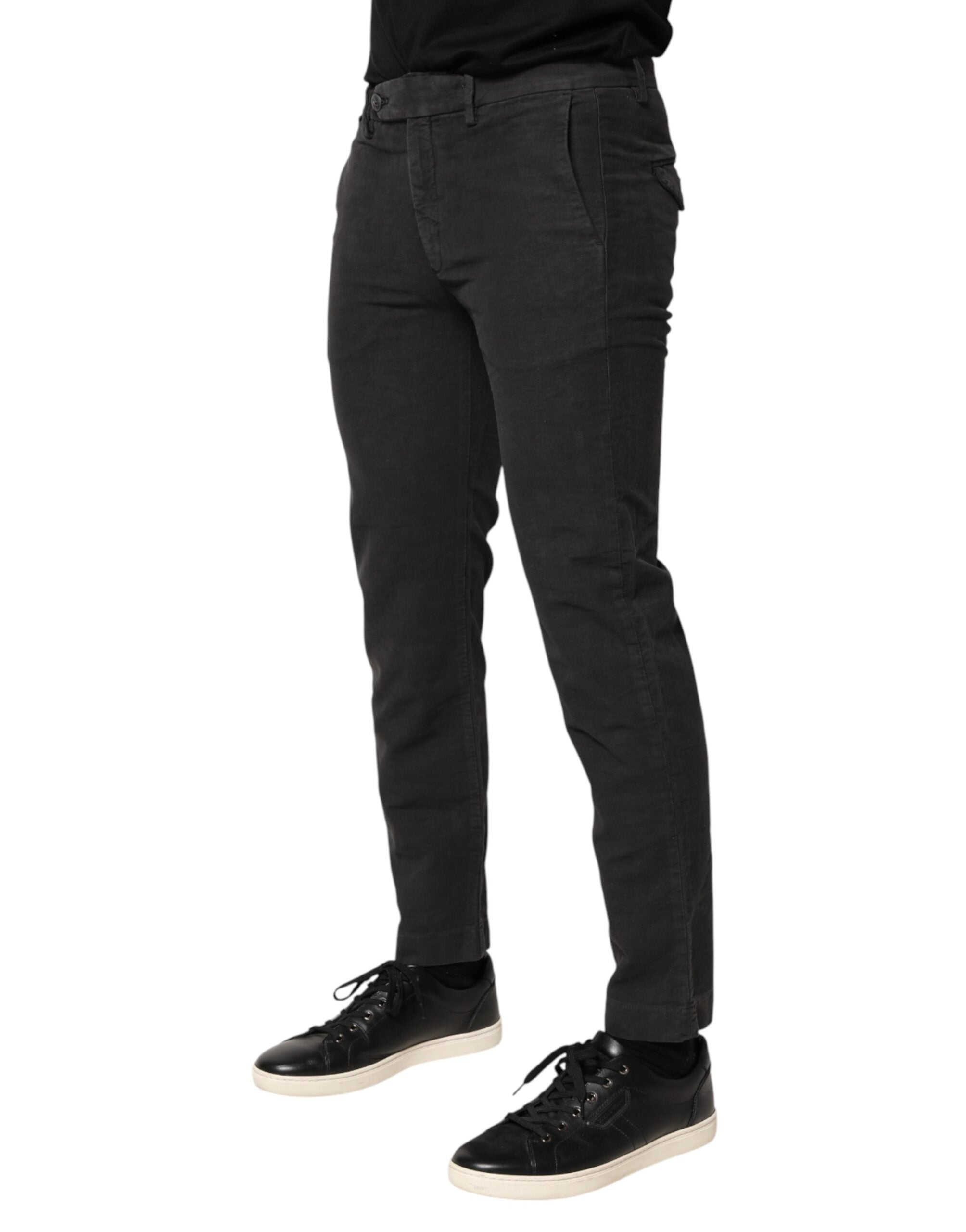 Maison Clochard Dark Gray Cotton Mid Waist Skinny Men Denim Jeans