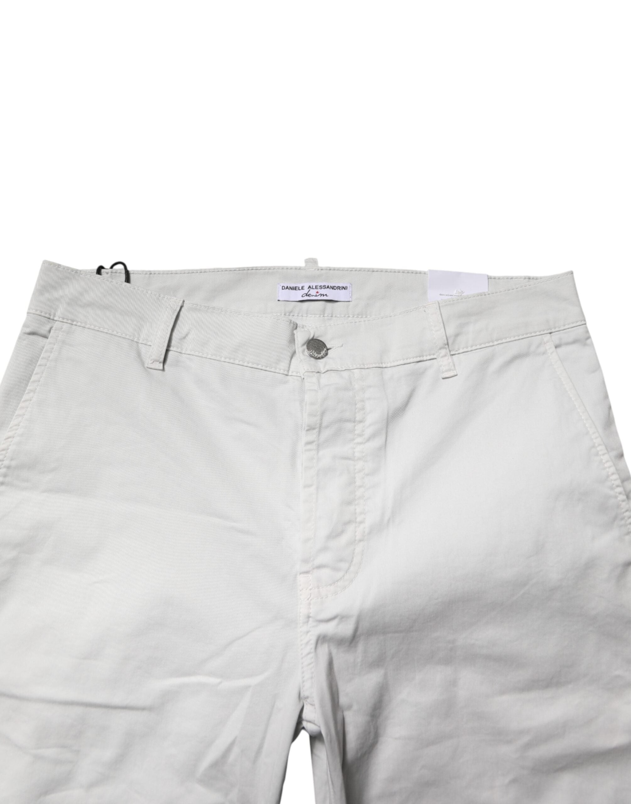 Daniele Alessandrini White Cotton Mid Waist Skinny Men Denim Jeans