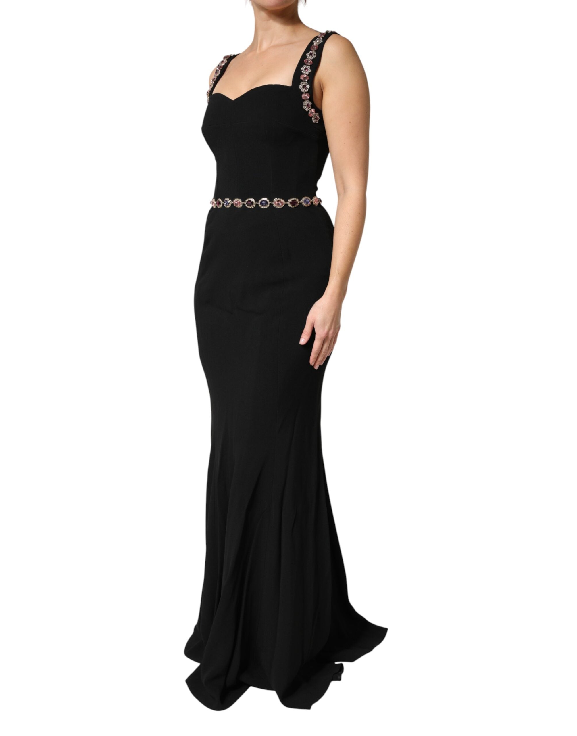 Dolce & Gabbana Black Embellished Sheath MermaidGown Dress