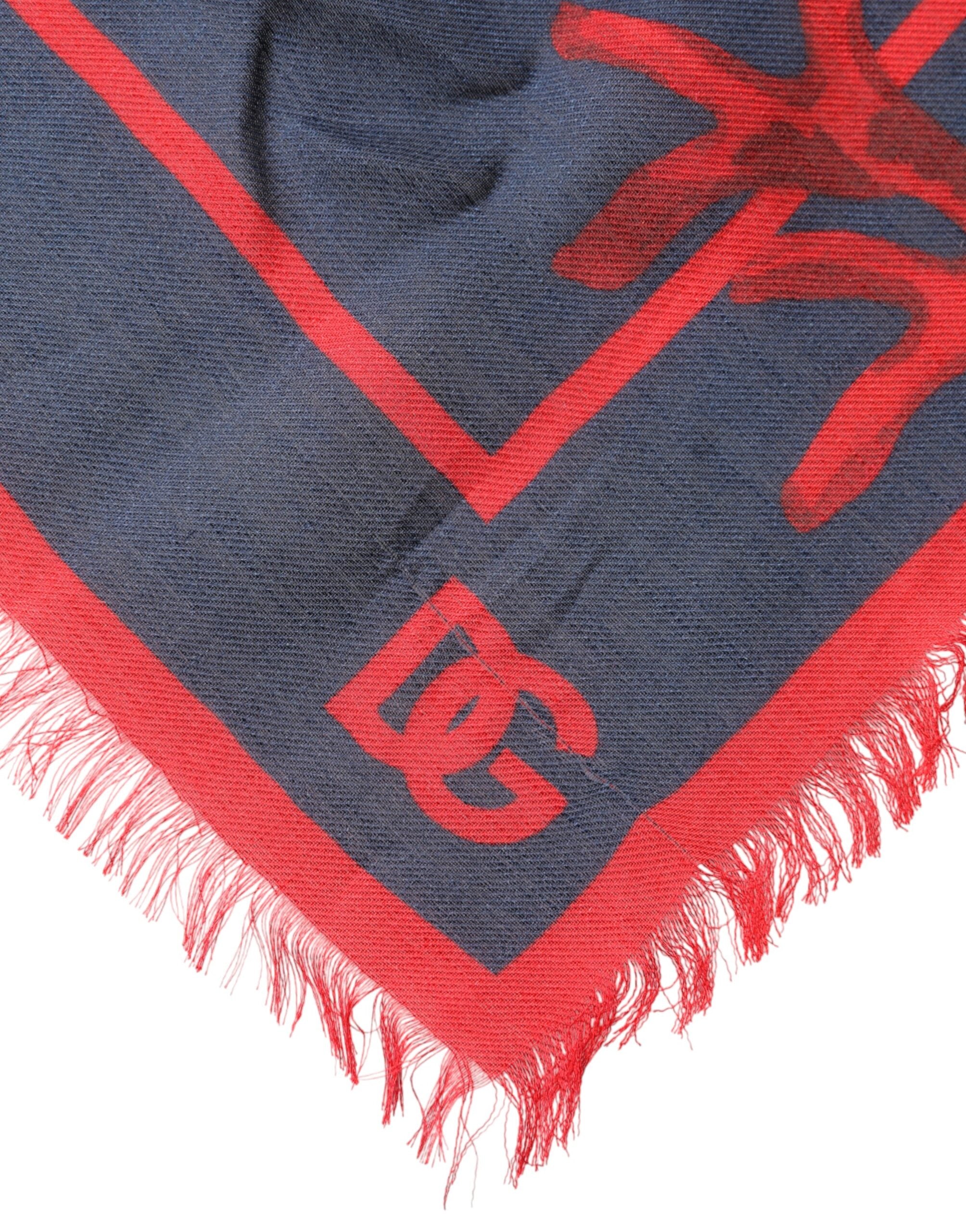 Dolce & Gabbana Blue Red Coral Print Square Foulard Men Scarf