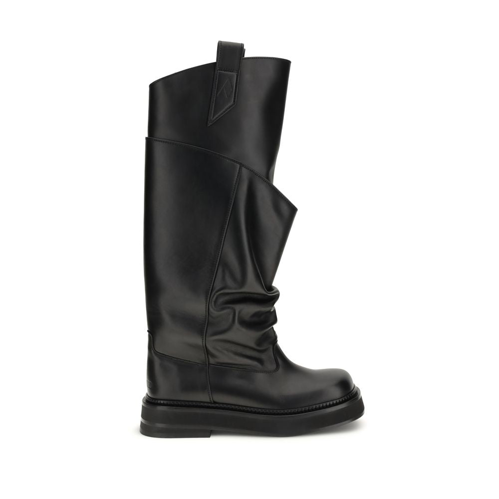 The Attico Black Calf Leather Bos Taurus Boots LUNESCAPE