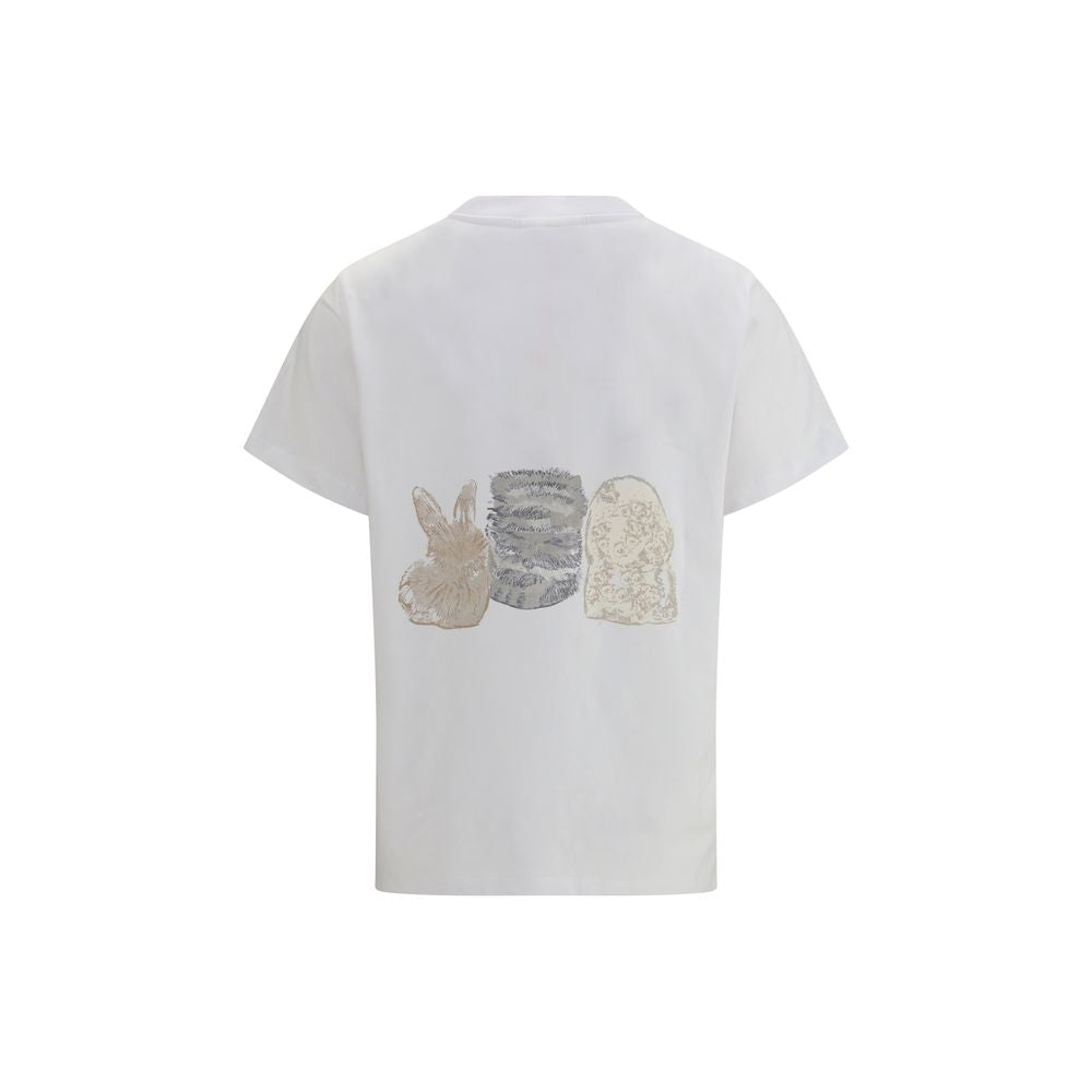Ganni White Cotton T-Shirt LUNESCAPE