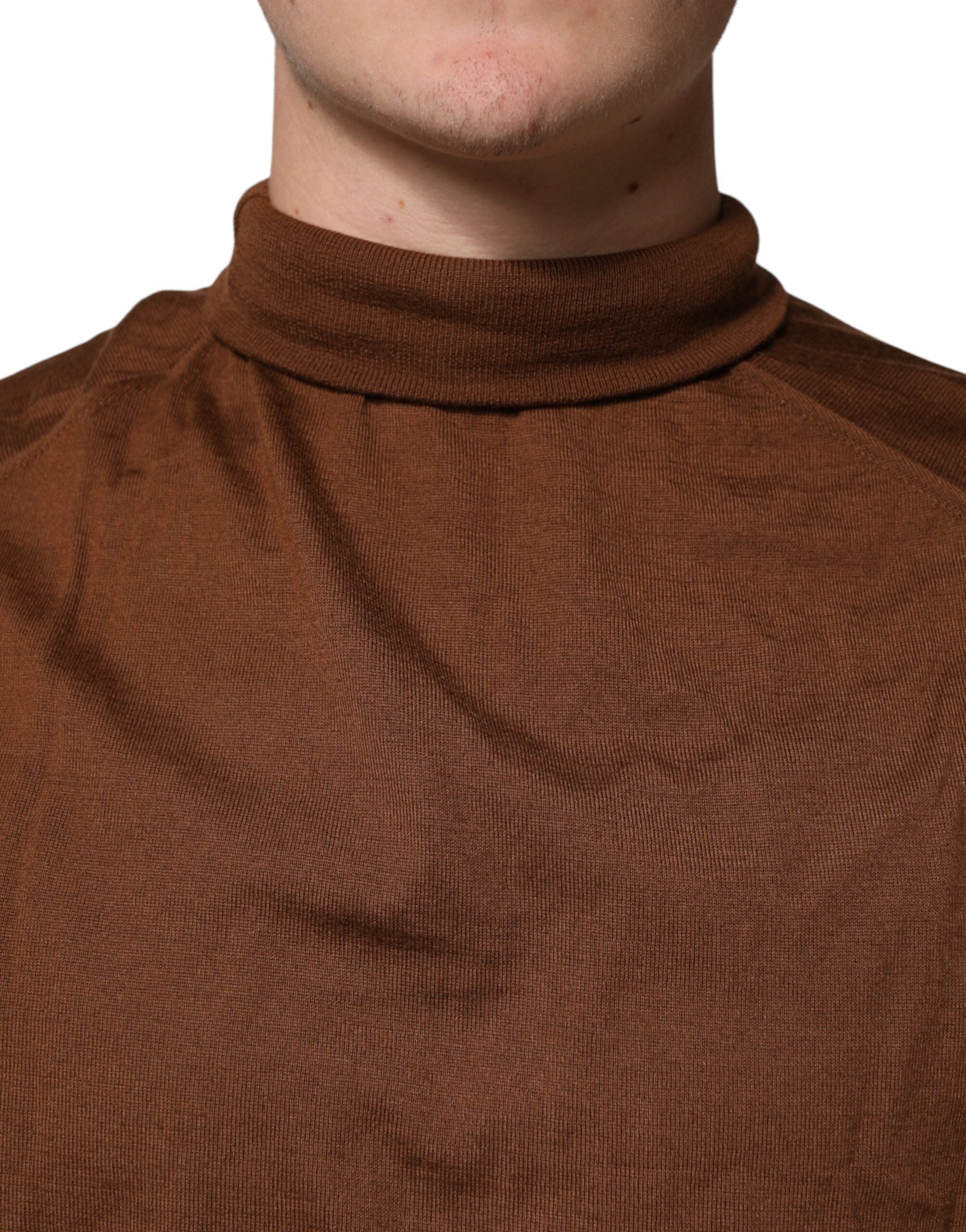 Dolce & Gabbana Brown Cashmere Turtle Neck Pullover Sweater