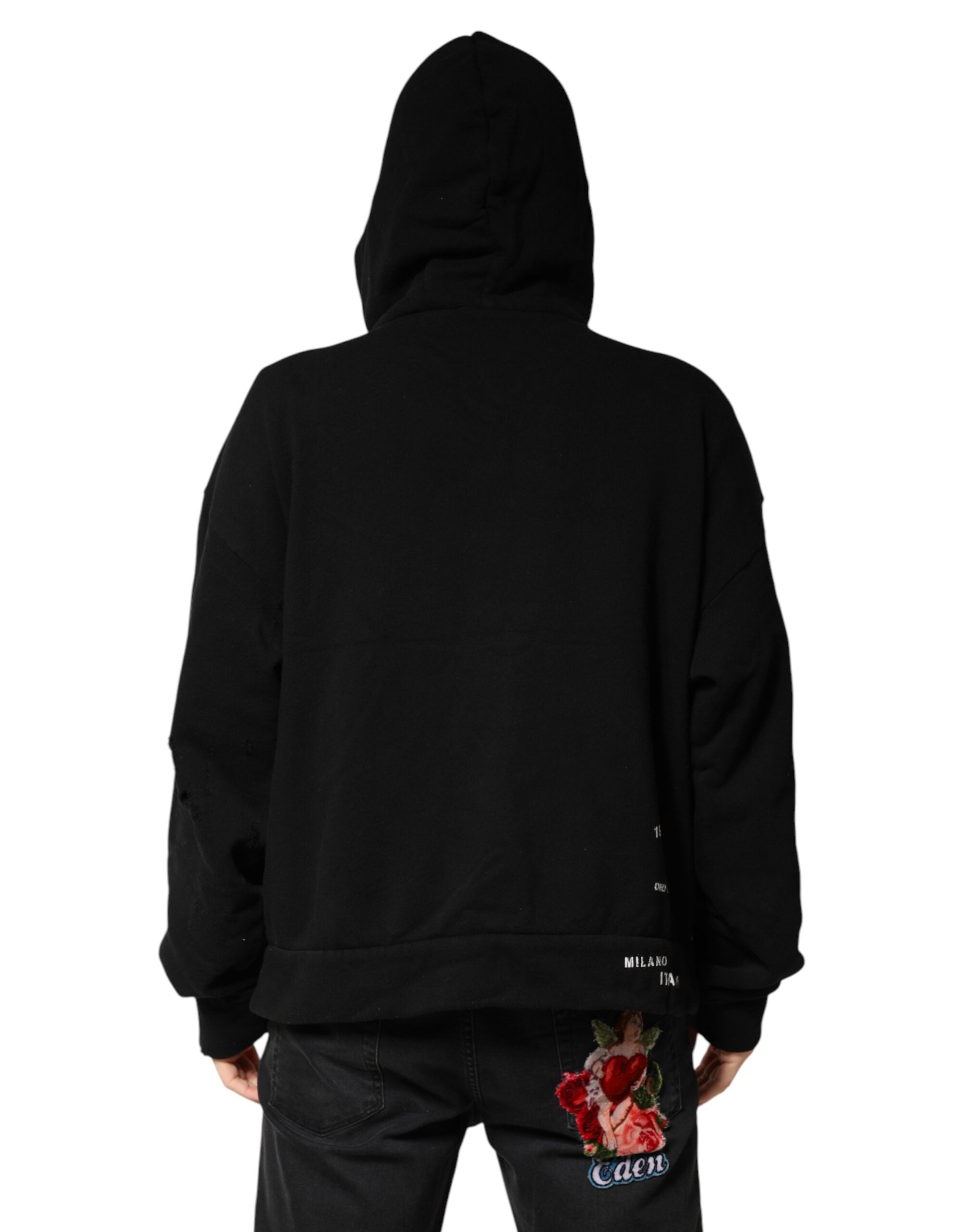 Dolce & Gabbana Black LOVE Cotton Hooded Sweatshirt Sweater