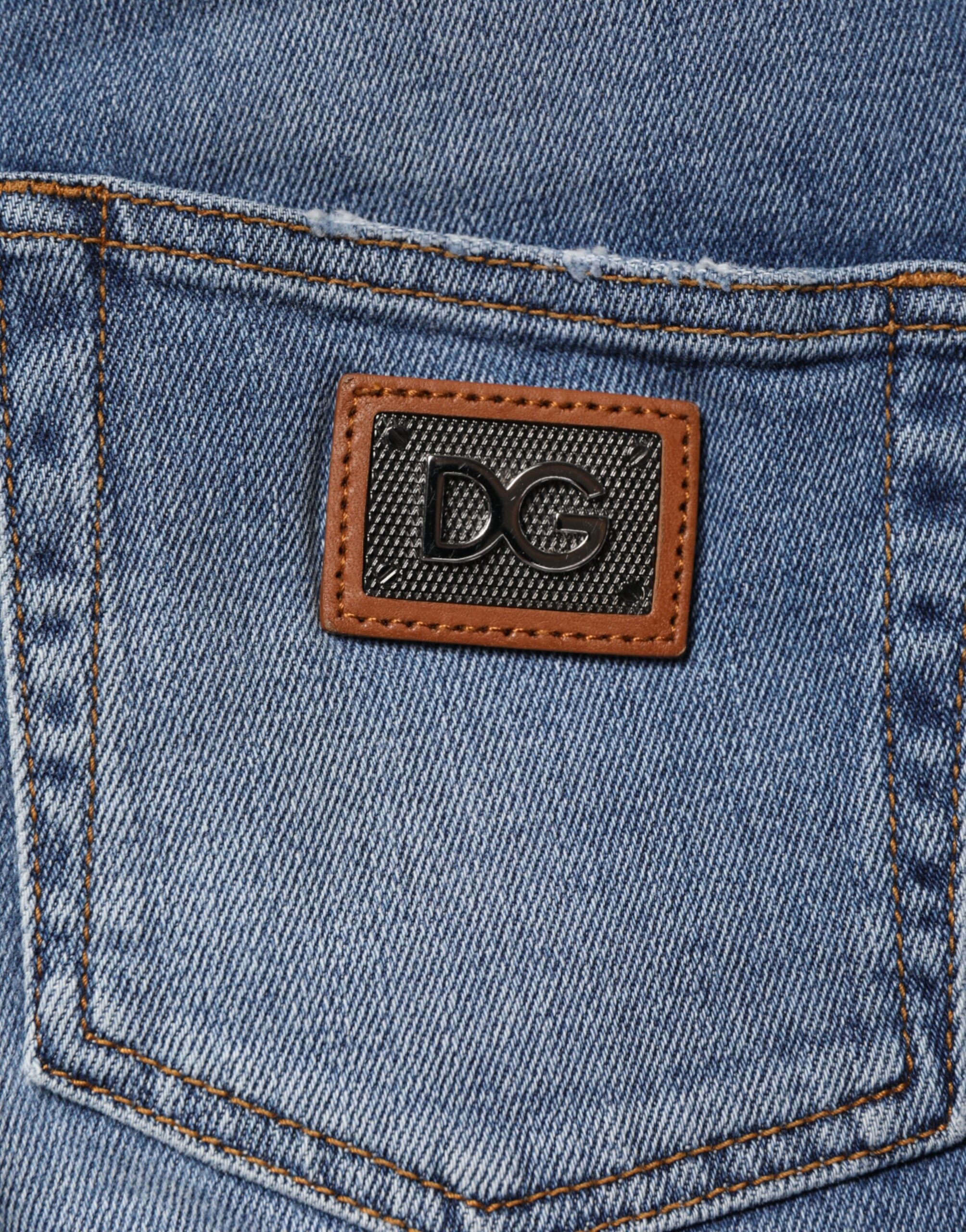 Dolce & Gabbana Blue Washed Cotton Skinny Denim Trouser Jeans