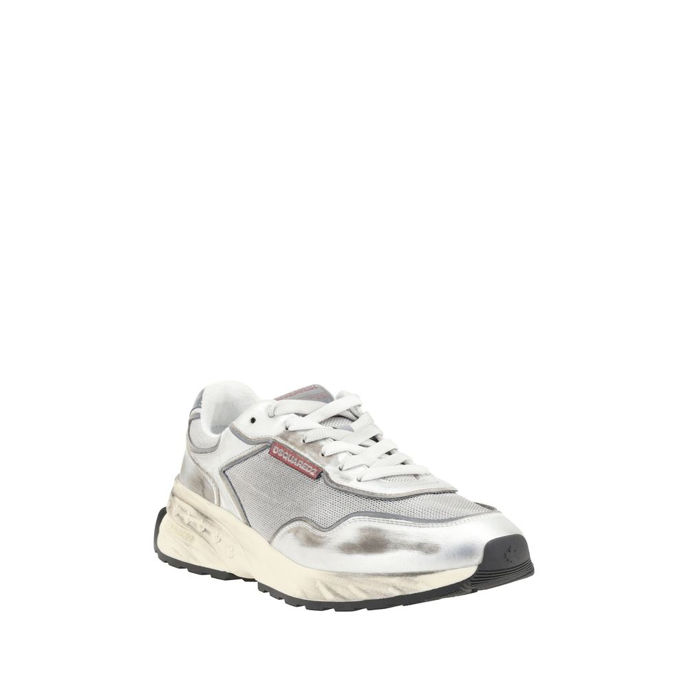 Dsquared² White Calf Leather Bos Taurus Athletic Sneakers