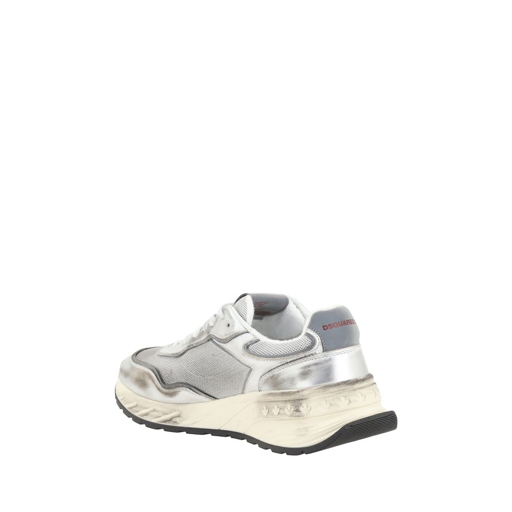 Dsquared² White Calf Leather Bos Taurus Athletic Sneakers